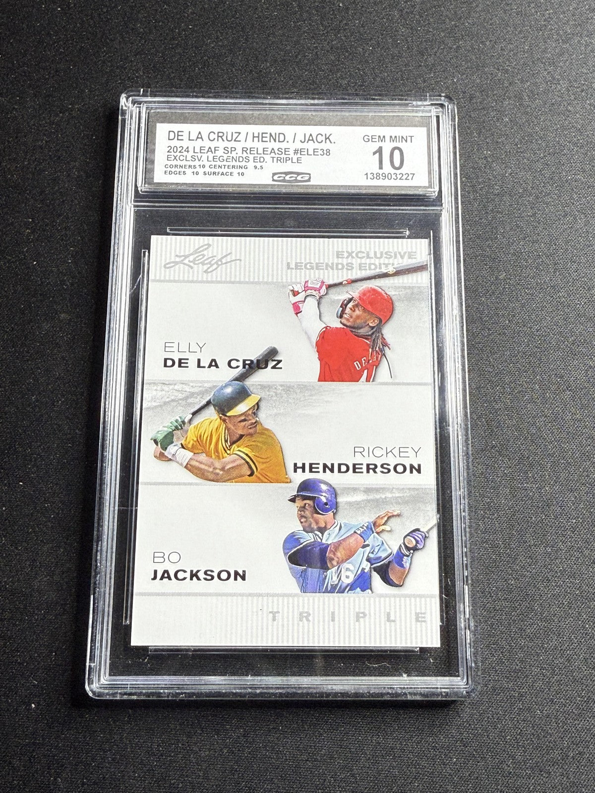 De La Cruz / Henderson / Jackson 2024 Leaf Legend Trio CCG 10