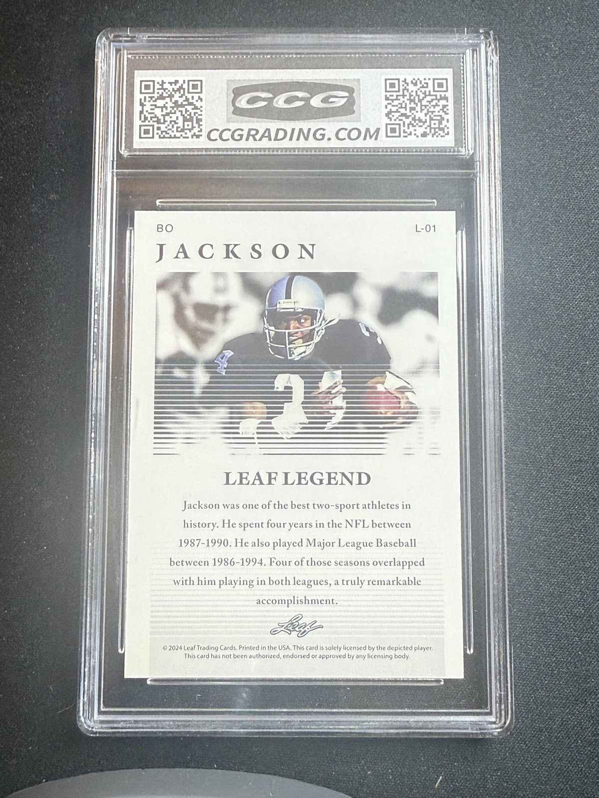 Bo Jackson 2024 Leaf Legend CCG 9.5 Raiders