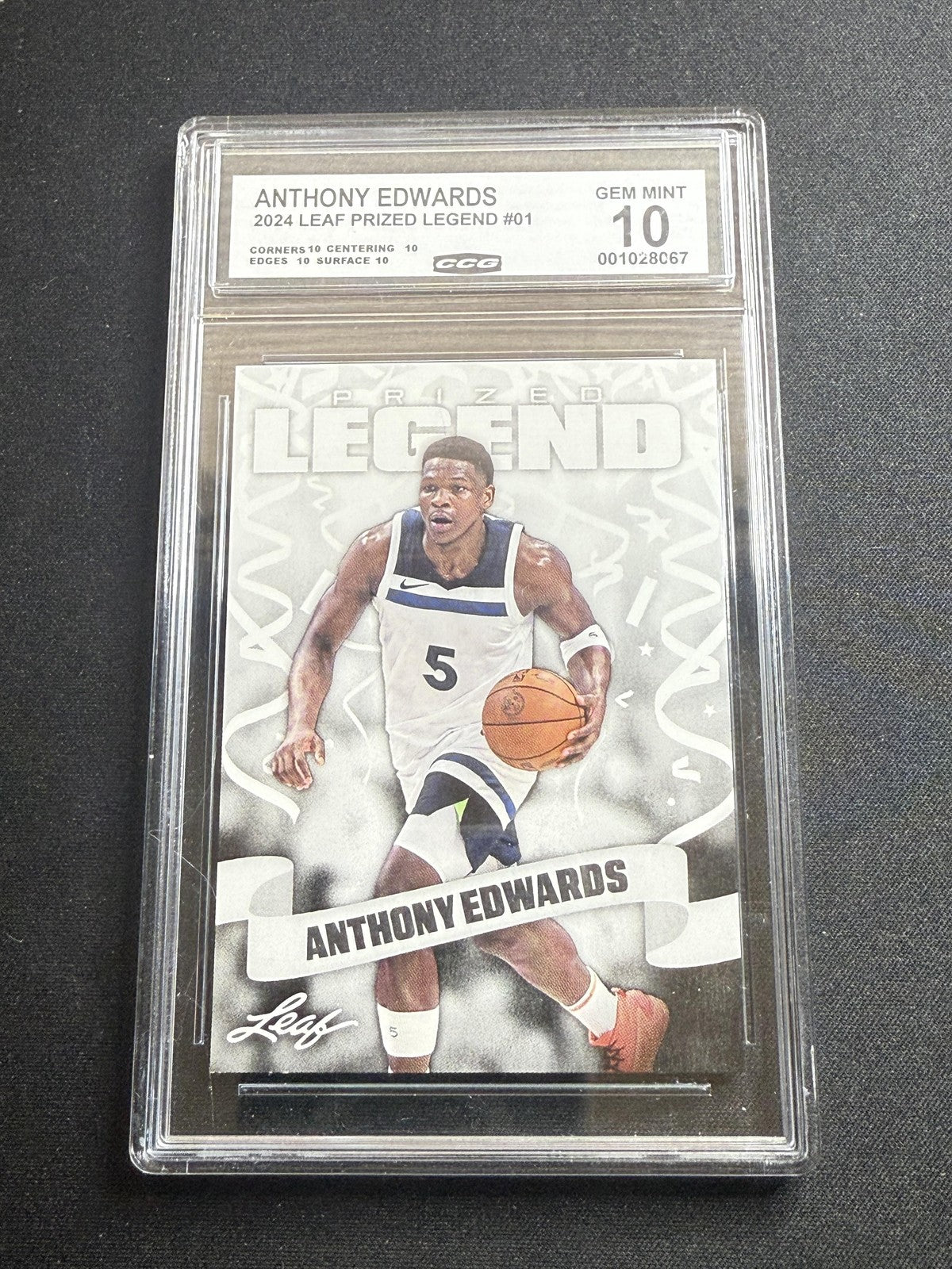 Anthony Edwards 2024 Leaf Prized Legend CCG 10 Timberwolves
