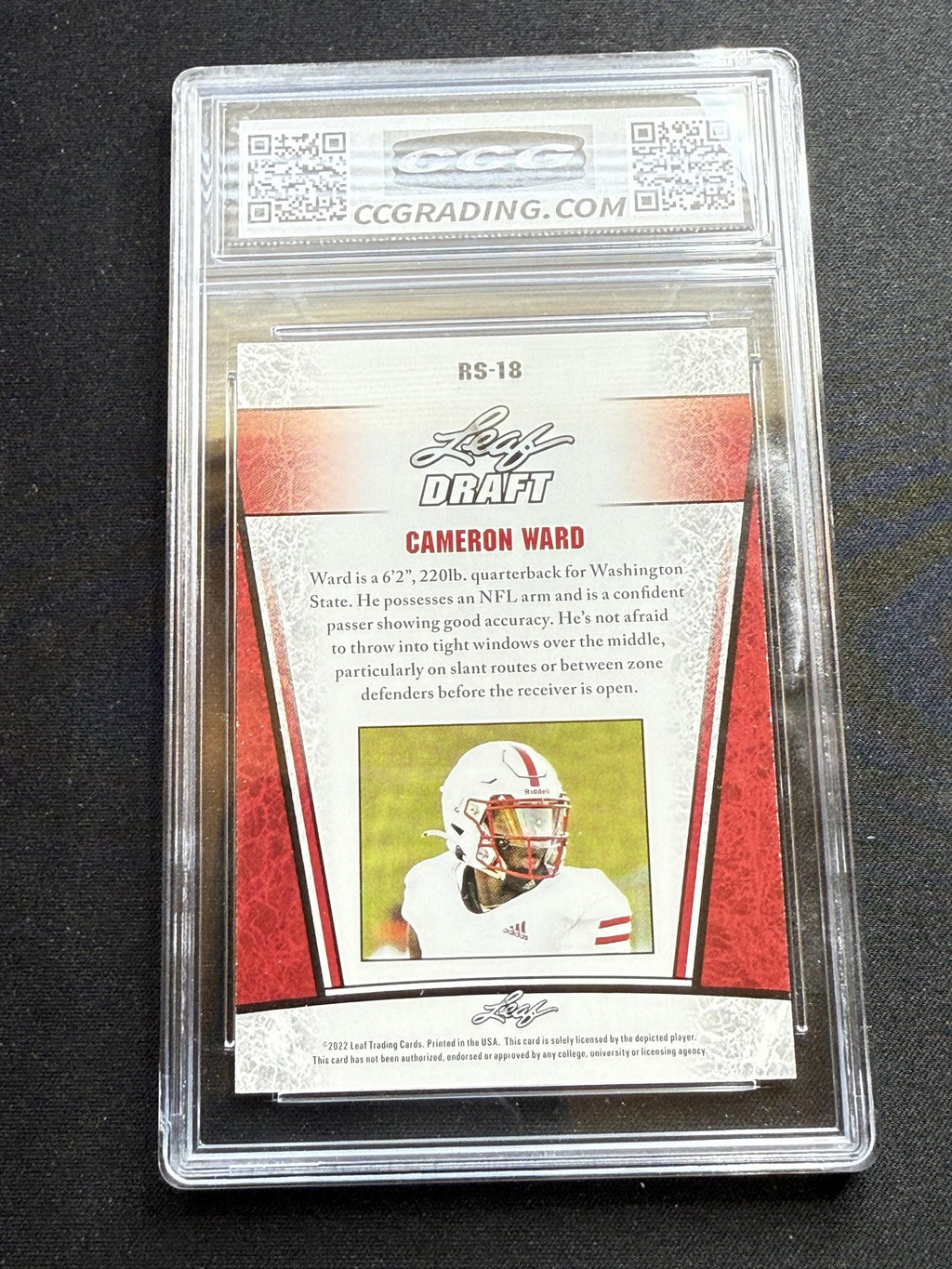 Cameron Ward 2022 Leaf Silver Rookie Orange Refractor CCG 10 RC