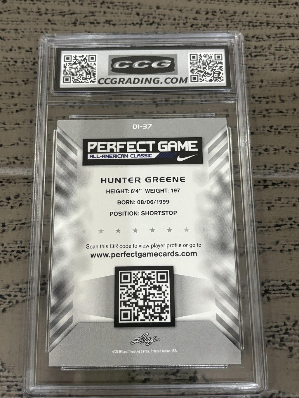 Hunter Greene 2016 Leaf Perfect Game CCG 10 RC