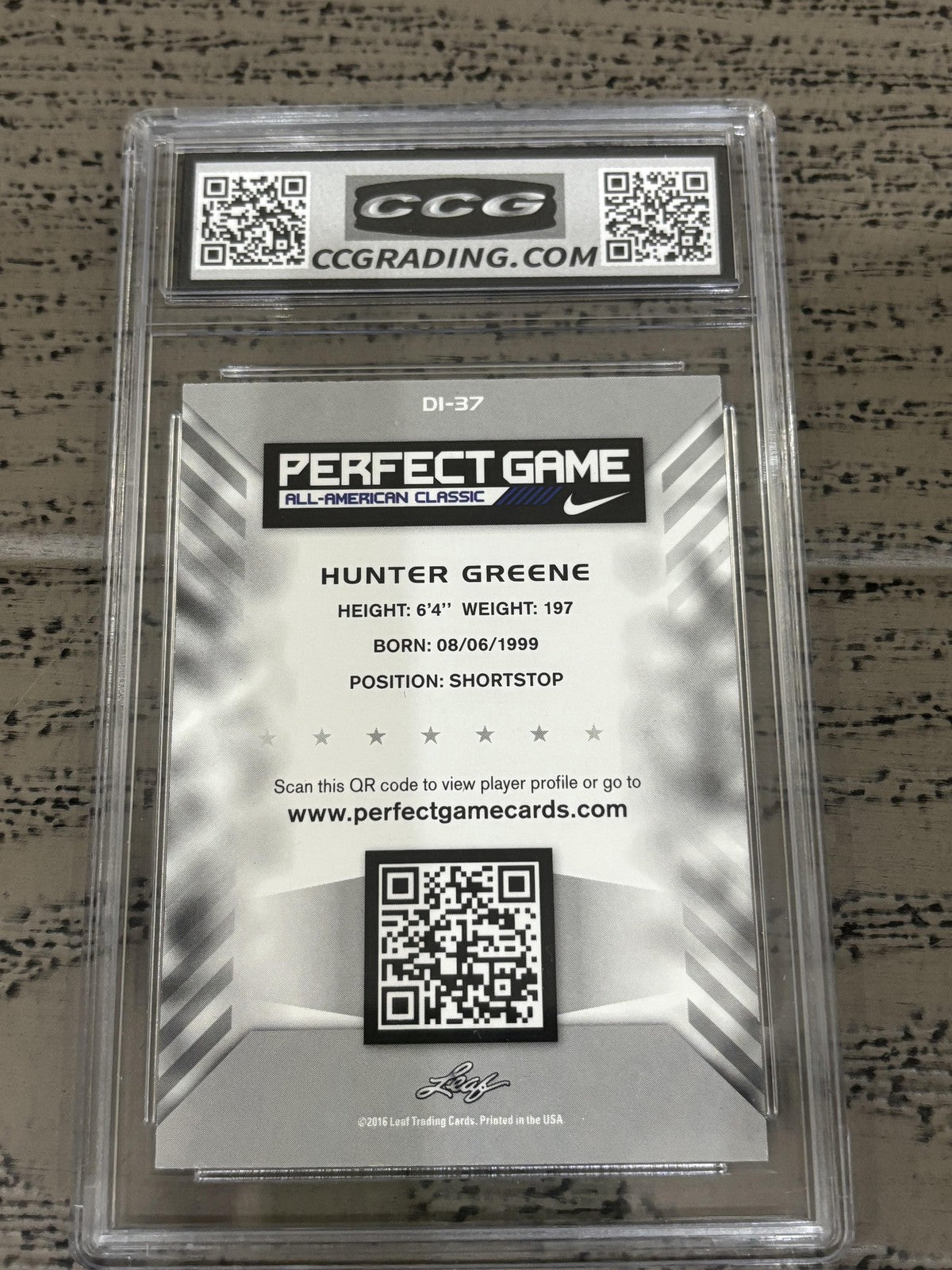 Hunter Greene 2016 Leaf Perfect Game CCG 10 RC