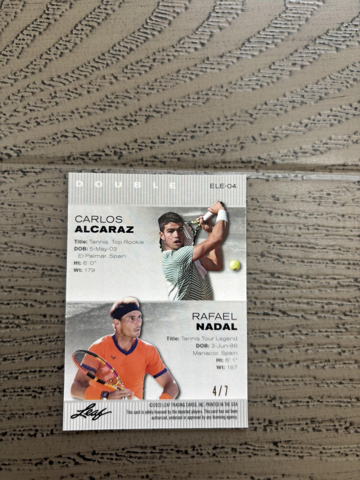 Carlos Alcaraz / Rafael Nadal 2024 Leaf Metal Dual Black /7 RC