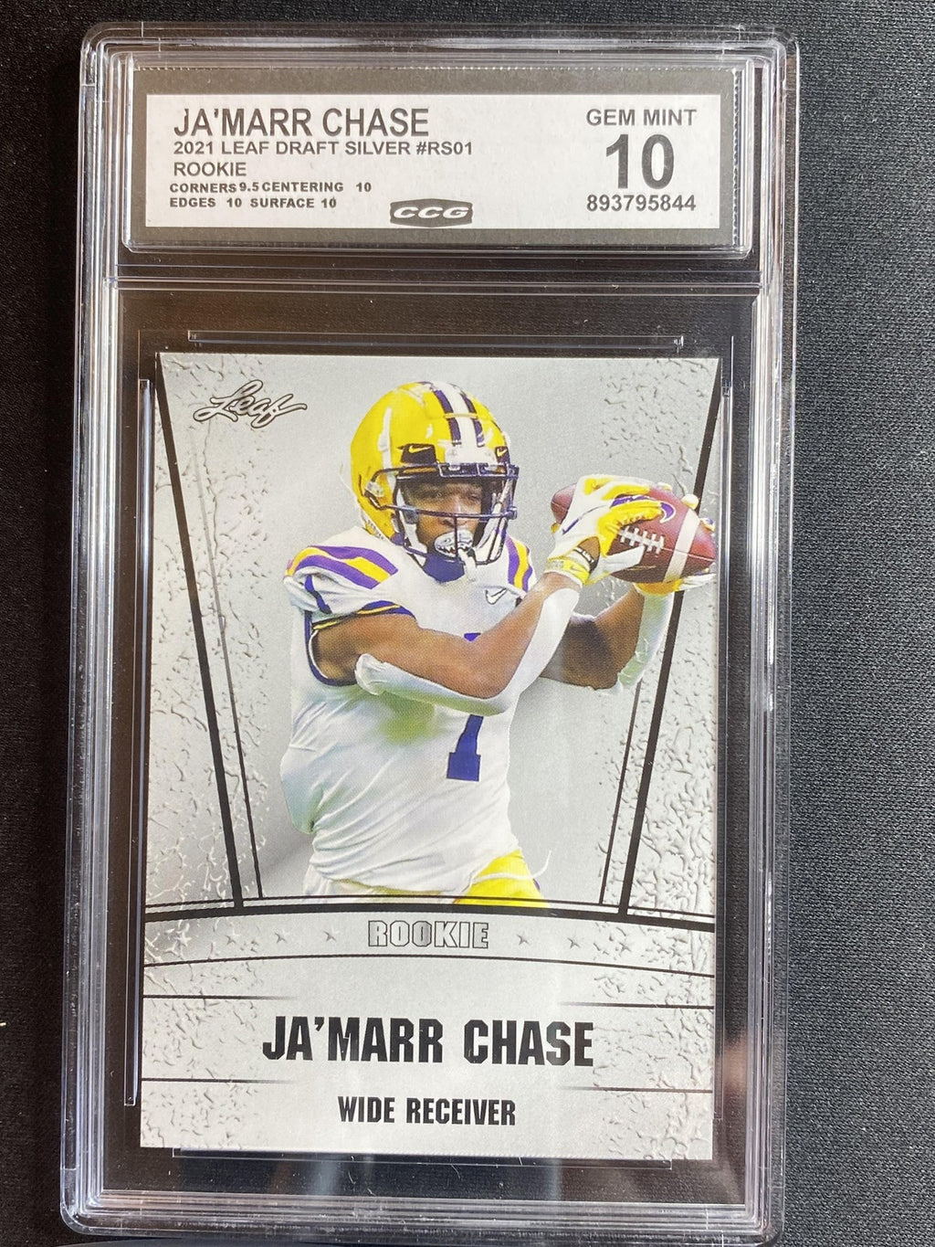 Ja'Marr Chase 2021 Leaf Draft Rookie RS01 CCG 10 RC