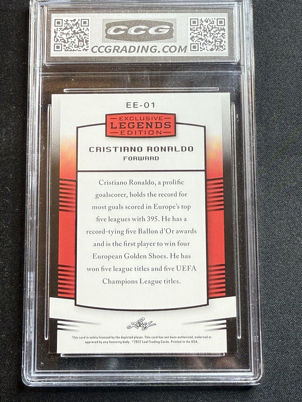 Christiano Ronaldo 2022 Leaf Exclusive Legends Edition CCG 10 RC