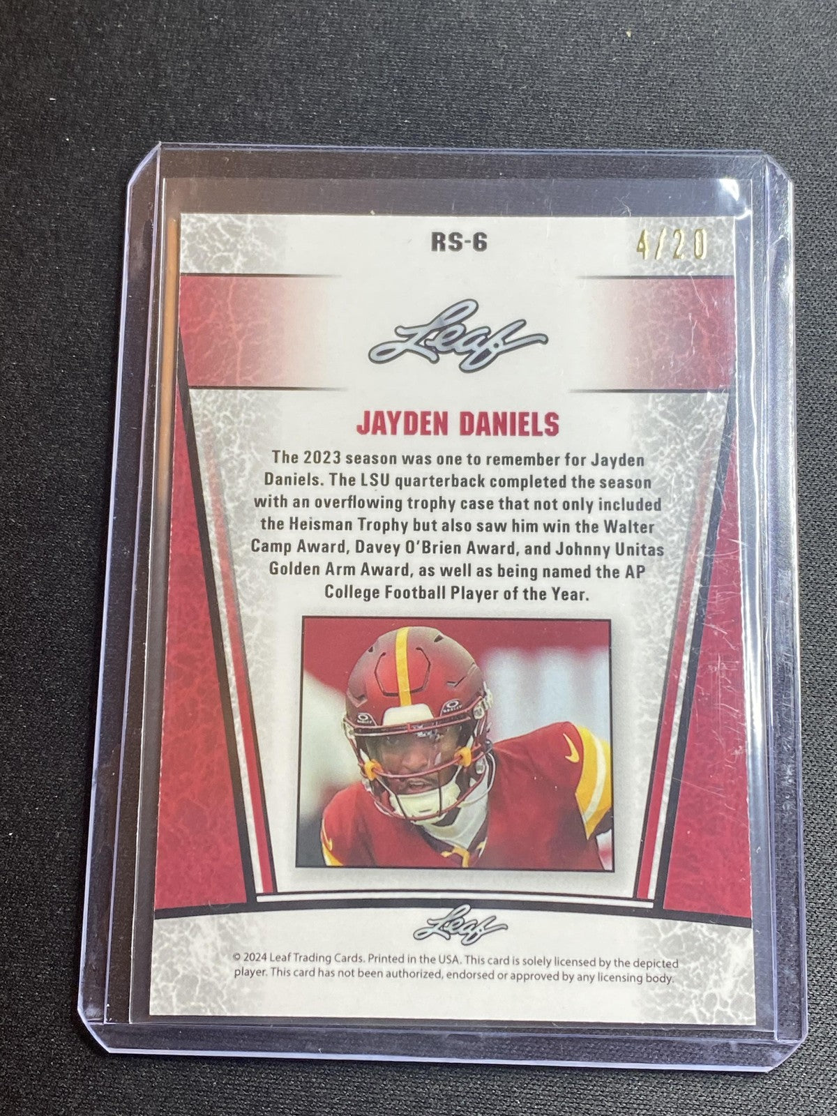 Jayden Daniels 2024 Leaf Metal Rookie RS6 Blue /20 RC