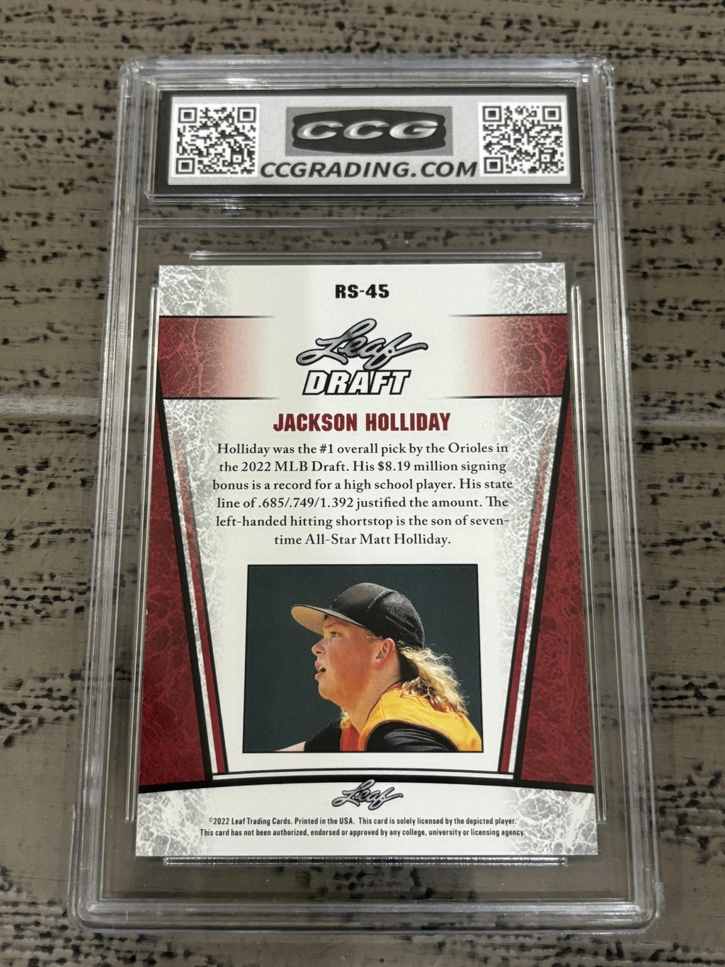 Jackson Holliday 2022 Leaf Draft CCG 10 RC