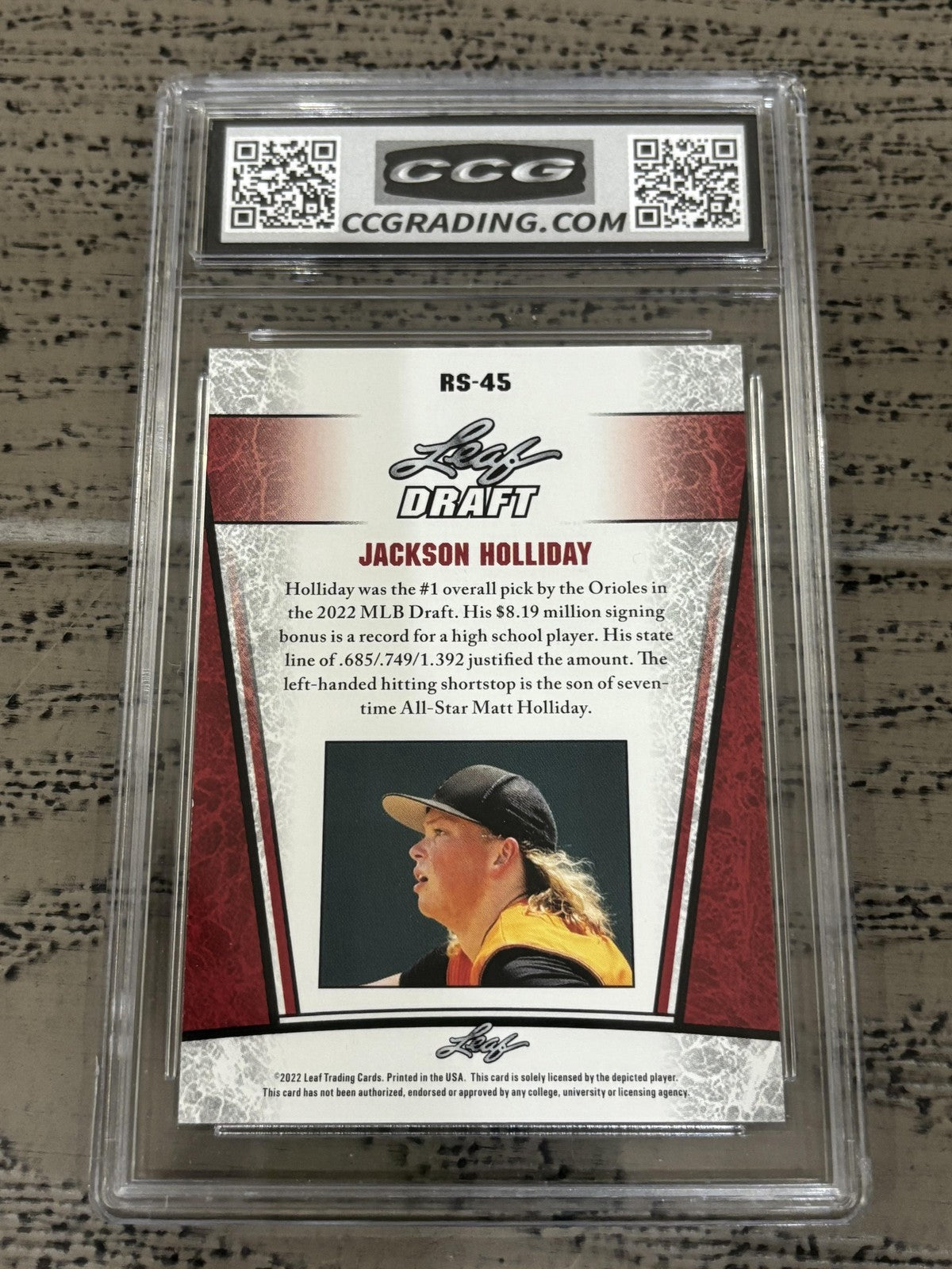 Jackson Holliday 2022 Leaf Draft CCG 10 RC