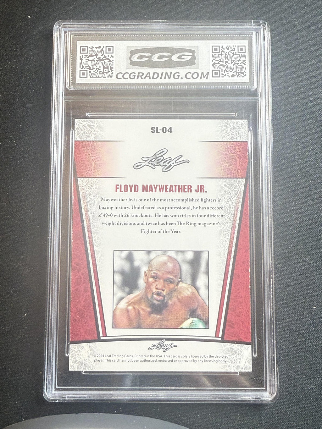 Floyd Mayweather Jr. 2024 Leaf Silver Legend CCG 10 USA
