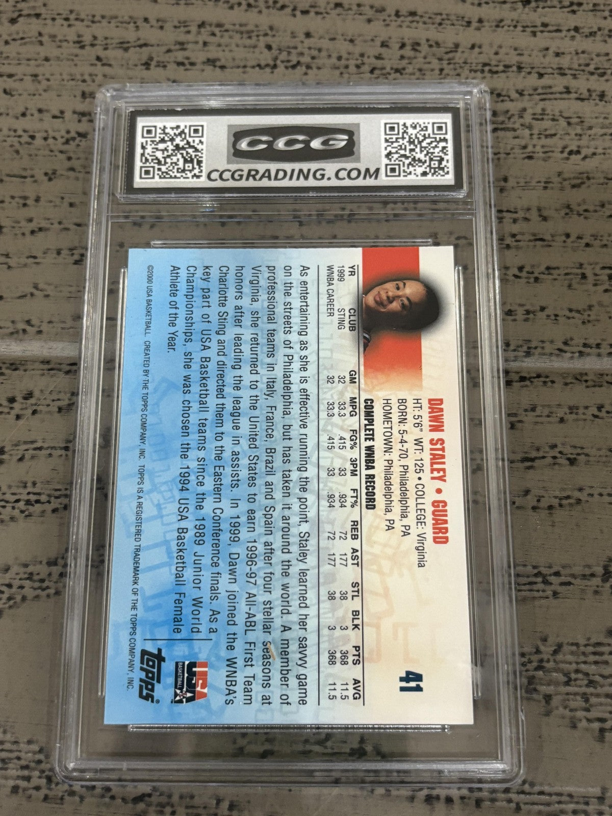 Dawn Staley 2000 Topps Team USA 41 CCG 10