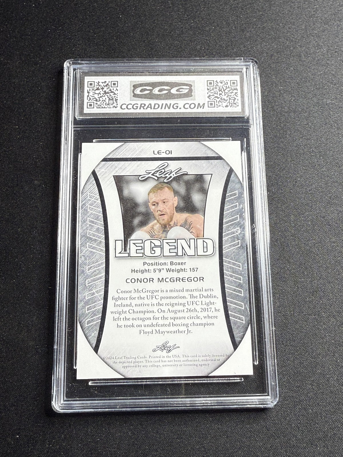Conor McGregor 2024 Leaf Flag Legend CCG 9.5