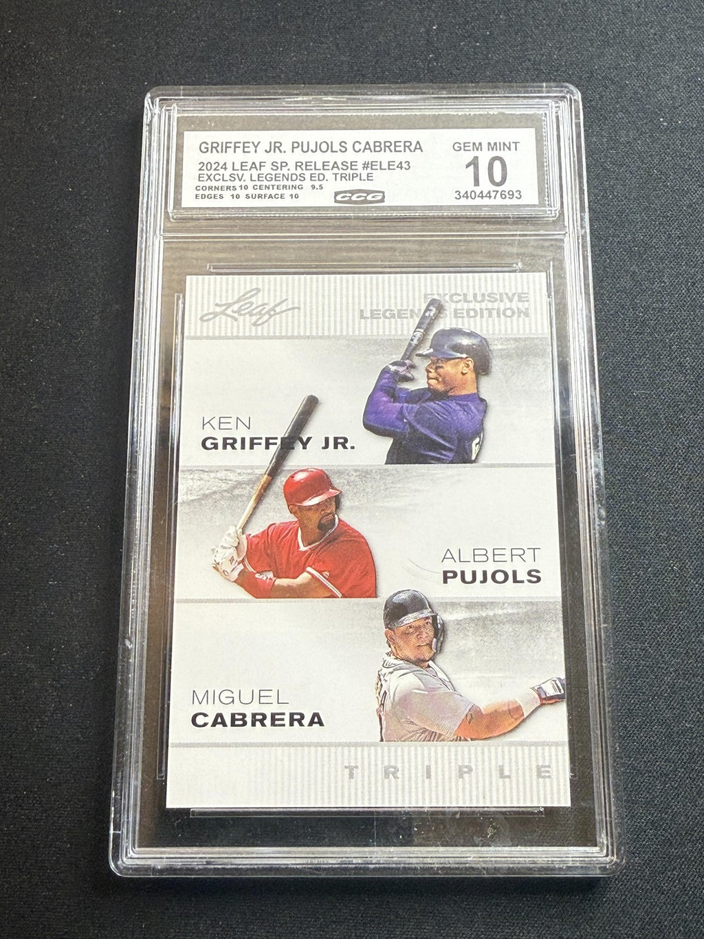 Griffey Jr / Pujols / Cabrera 2024 Leaf Dual Legend CCG 10