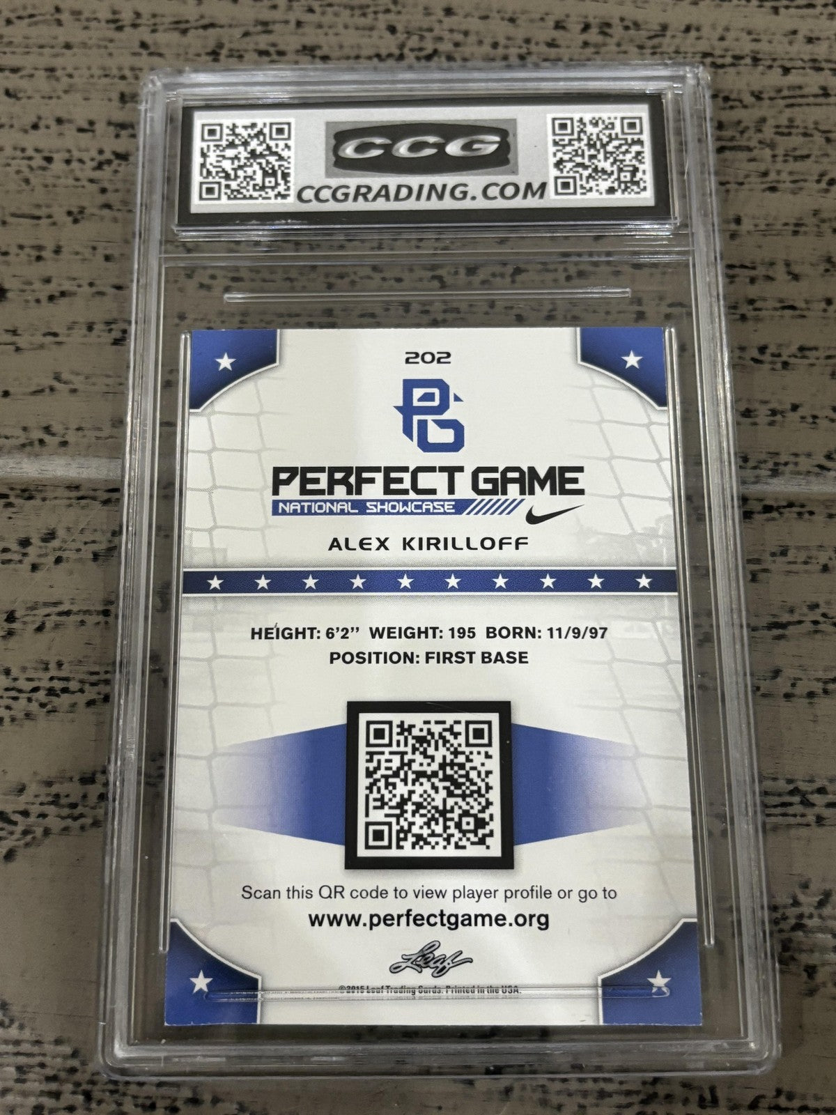 Alex Kirilloff 2015 Leaf Perfect Game CCG 10 RC