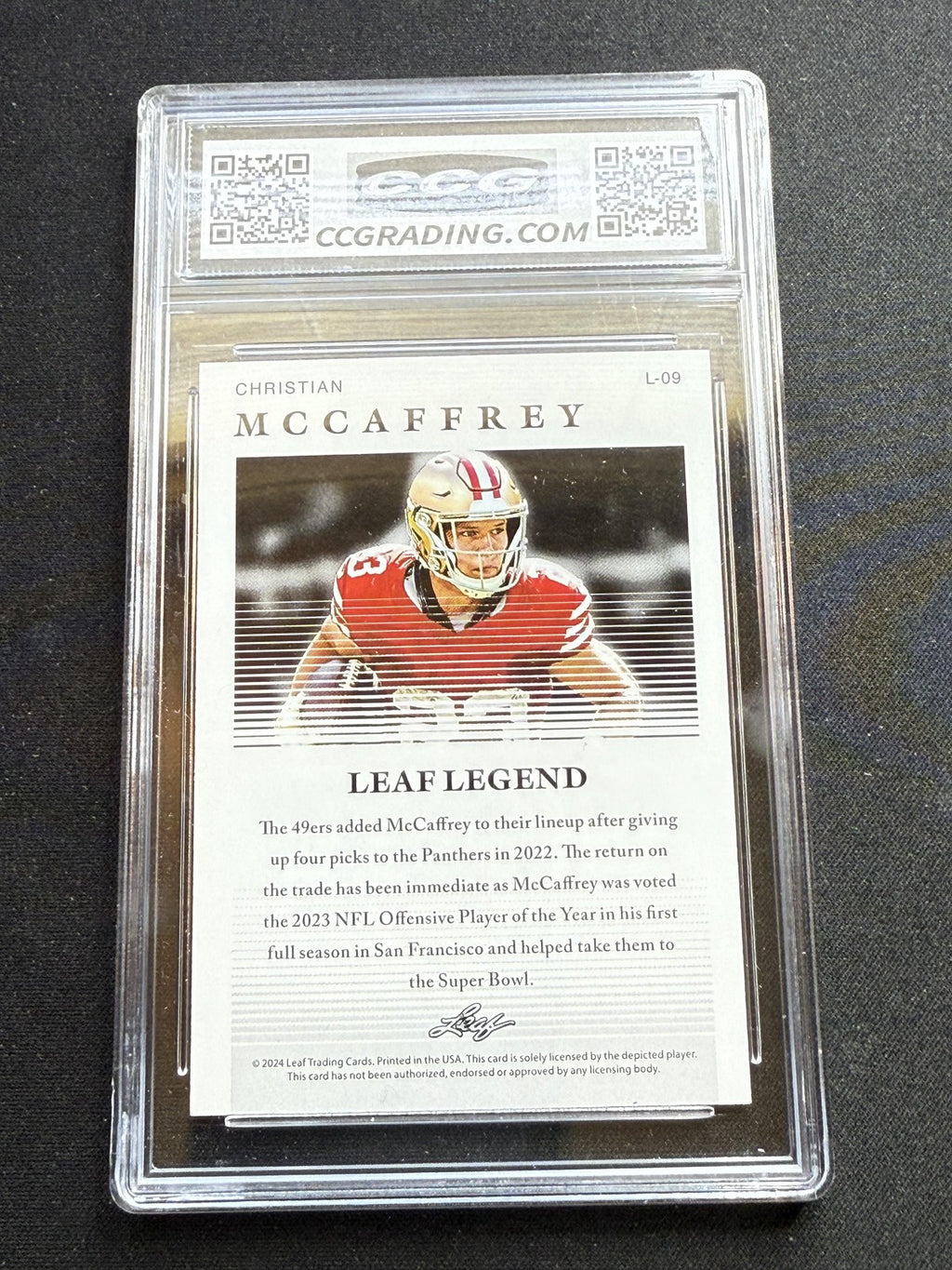 Christian McCaffrey 2024 Leaf Legend CCG 9.5 RC