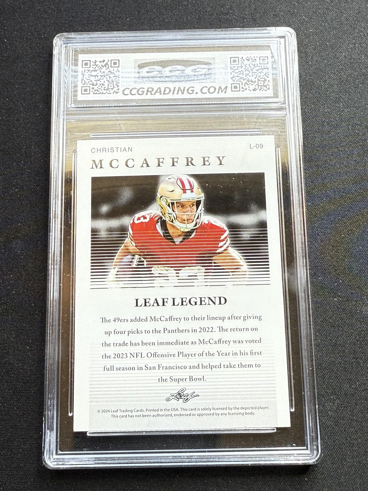 Christian McCaffrey 2024 Leaf Legend CCG 9.5 RC