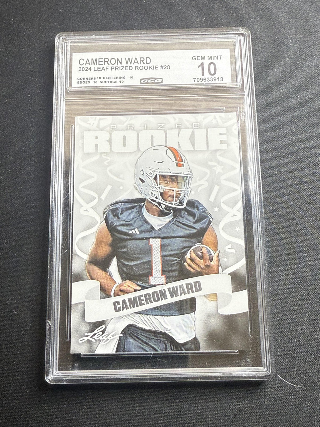 Cameron Ward 2024 Leaf Prized Rookie CCG 10 Titans Rookie