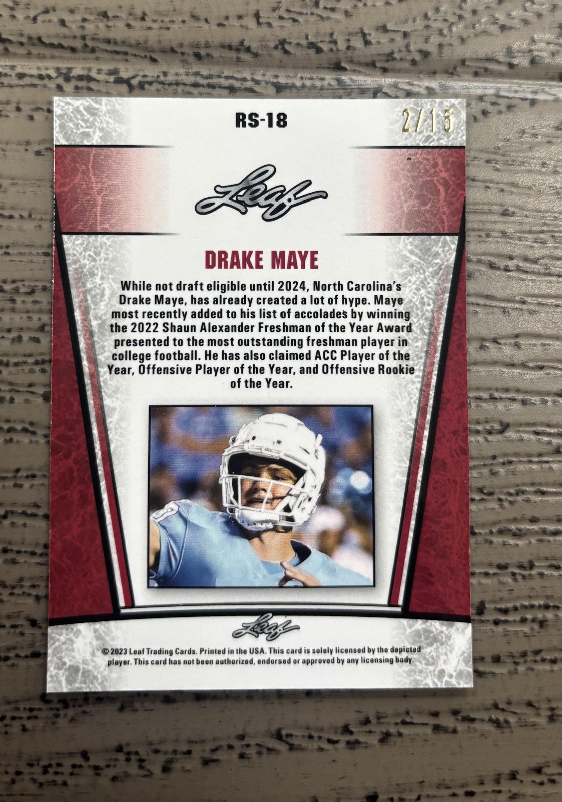 Drake Maye 2023 Leaf Metal Rookie Purple /15 RC Patriots