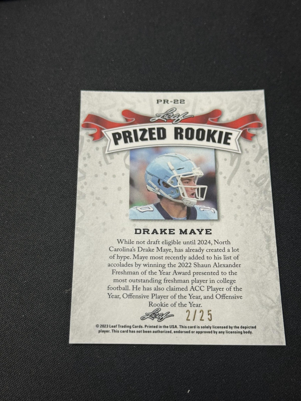 Drake Maye 2023 Leaf Prized Metal Rookie /25 RC Patriots