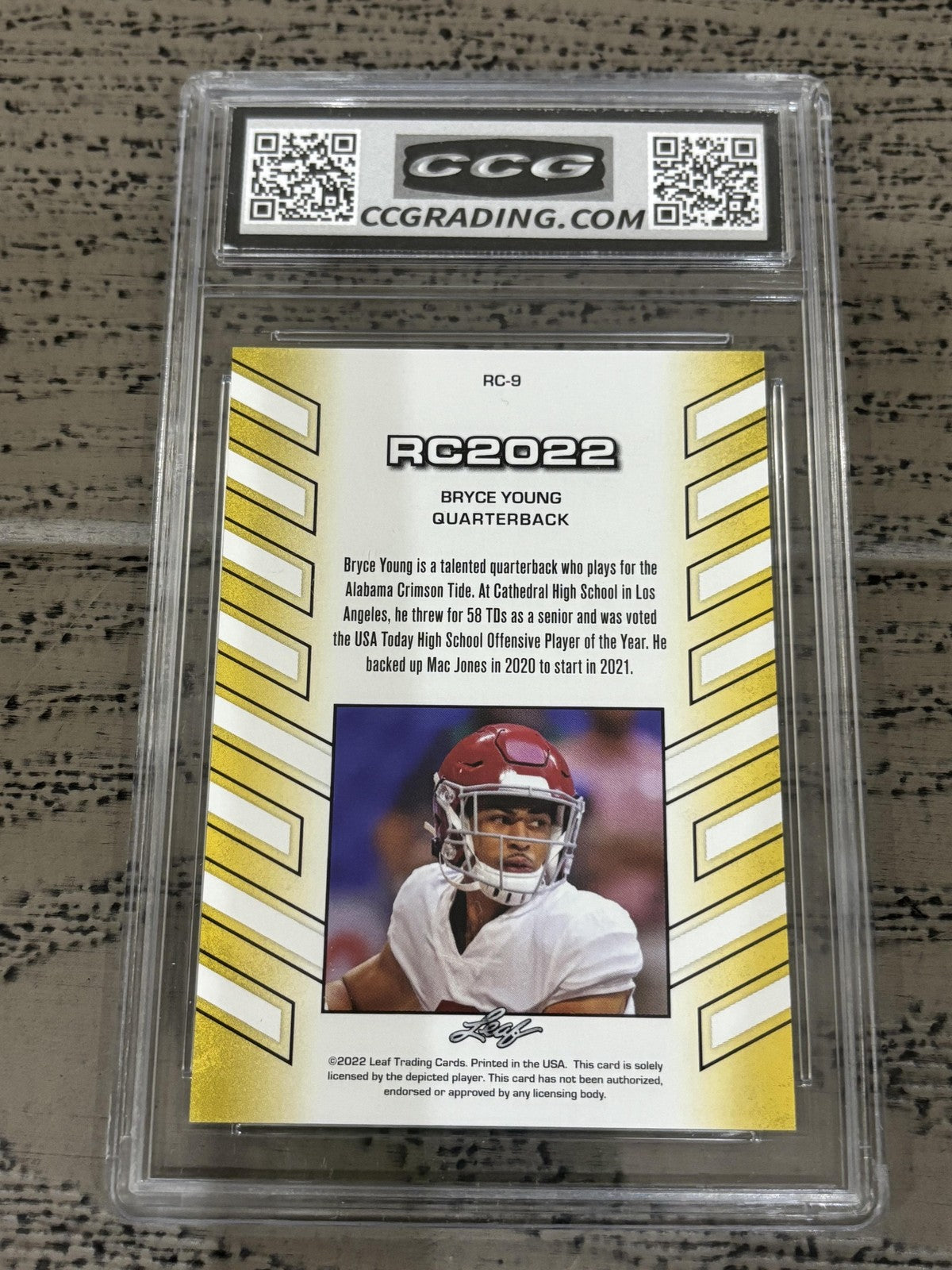 Bryce Young 2022 Leaf RC2022 CCG 10 RC