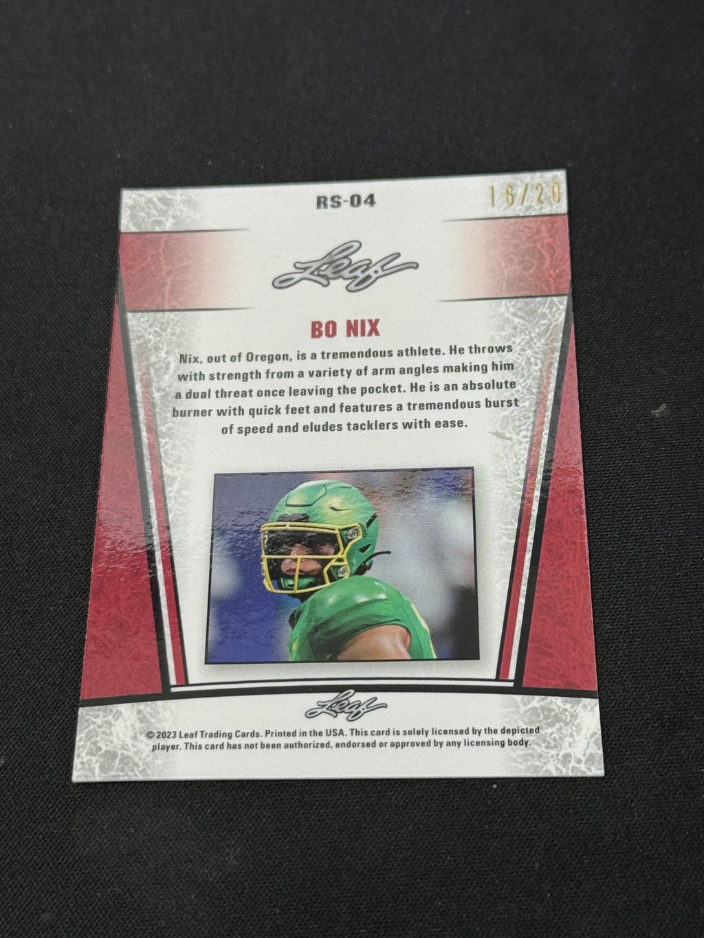 Bo Nix 2023 LEAF Metal Rookie Blue /20 RC Broncos