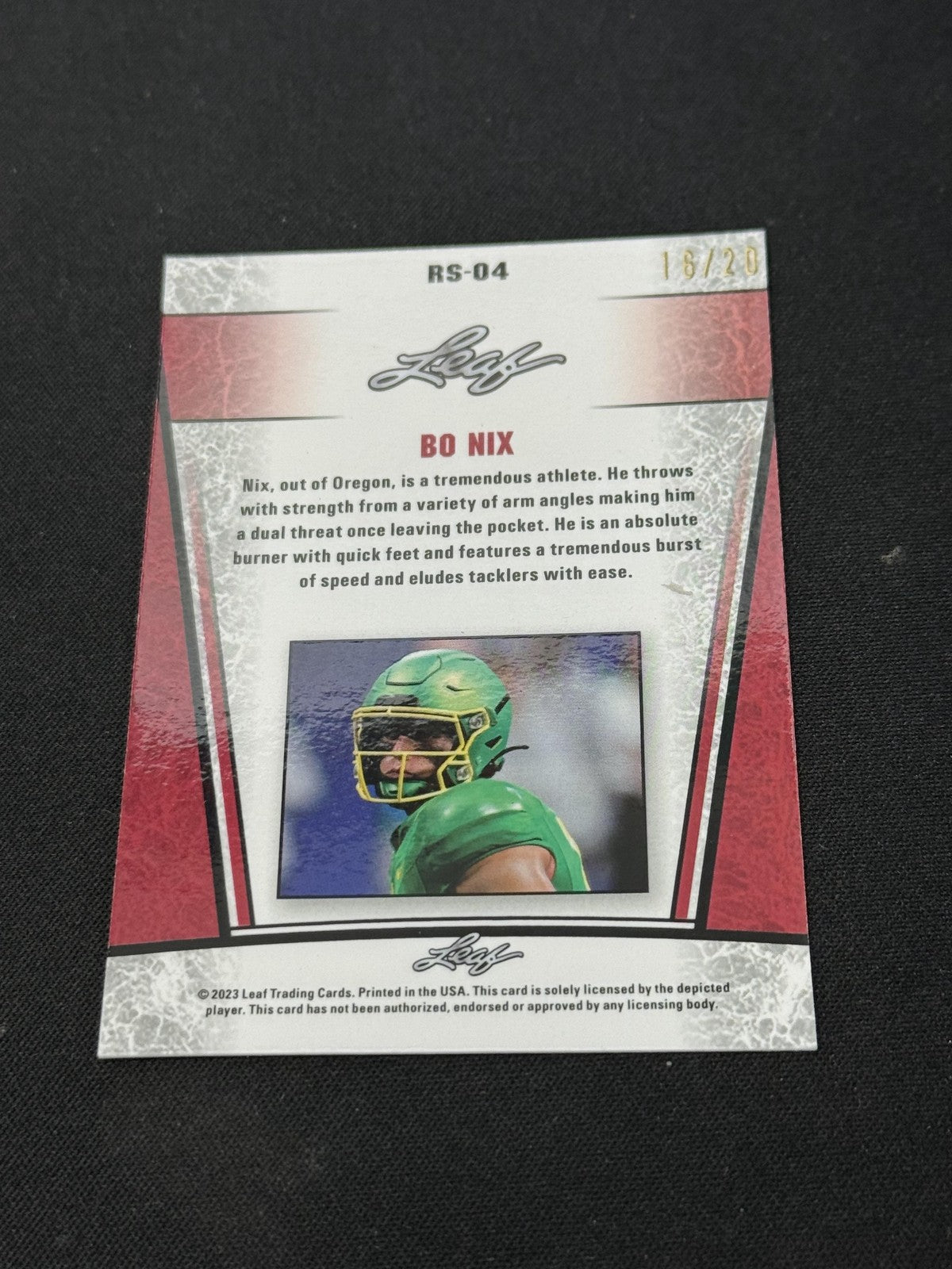 Bo Nix 2023 LEAF Metal Rookie Blue /20 RC Broncos