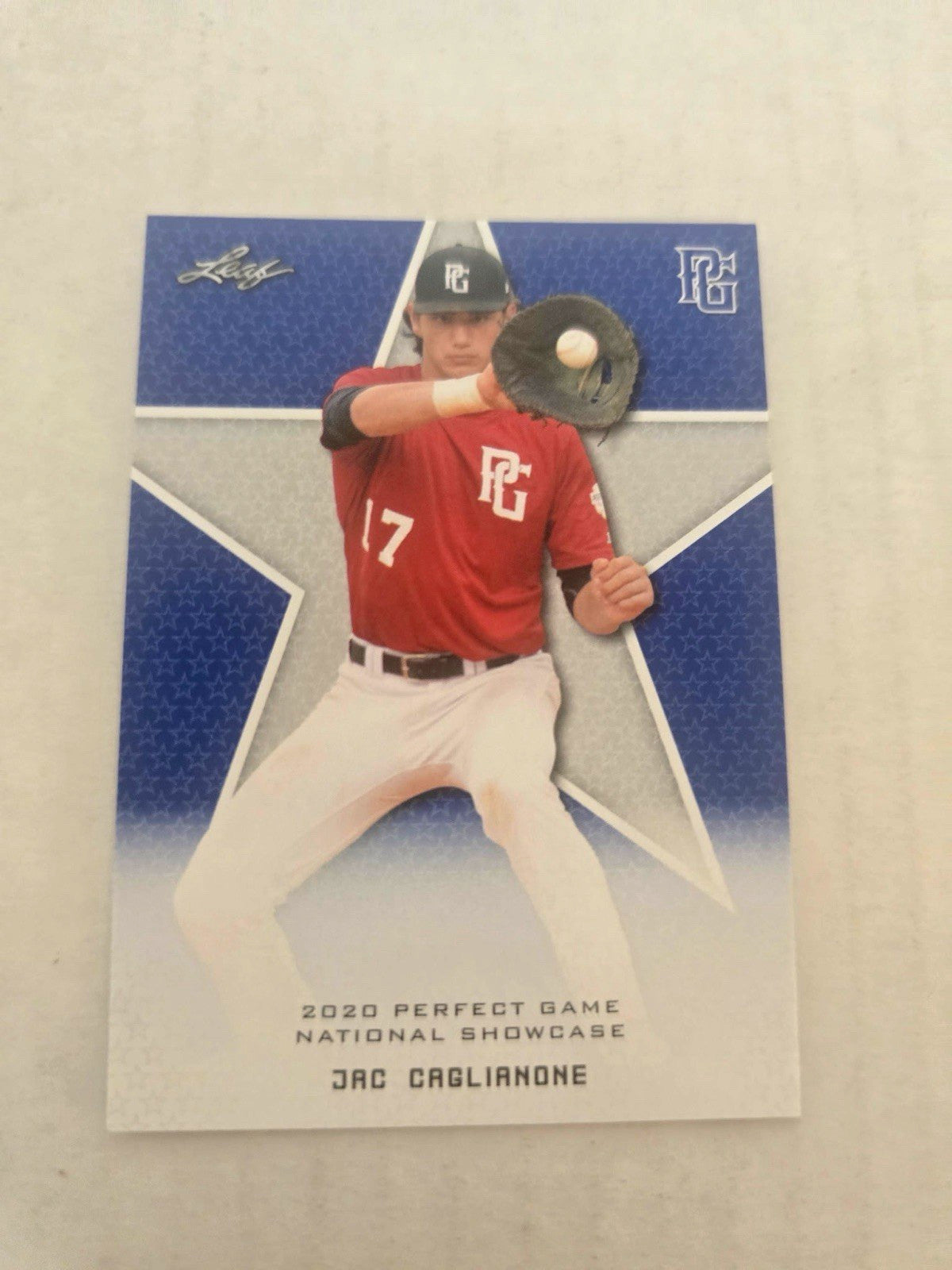 2020 Perfect Game National Showcase Jac Caglainone Blue Limited Short Print RC