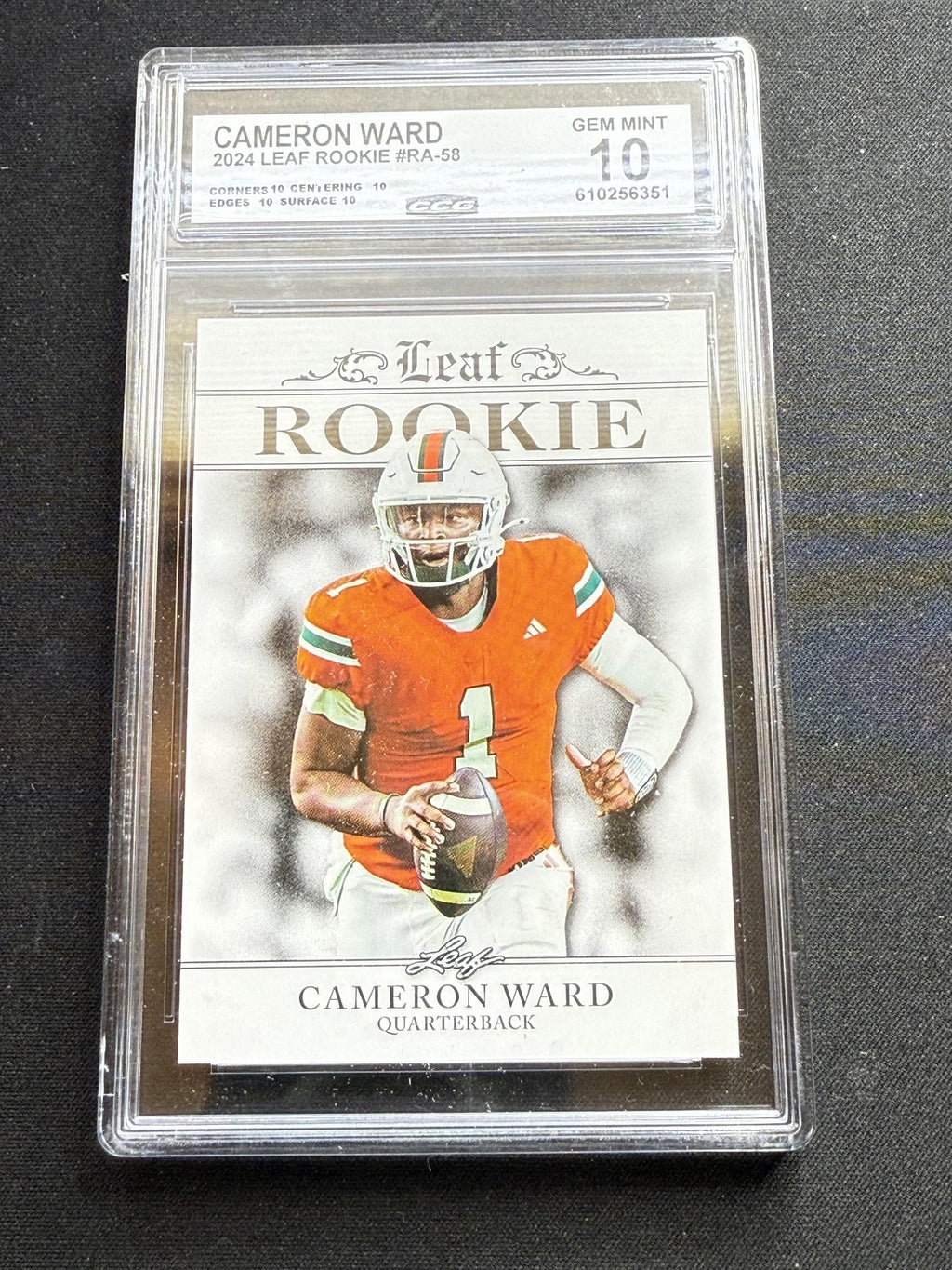 Cameron Ward 2024 Leaf Rookie Achievement CCG 10 RC