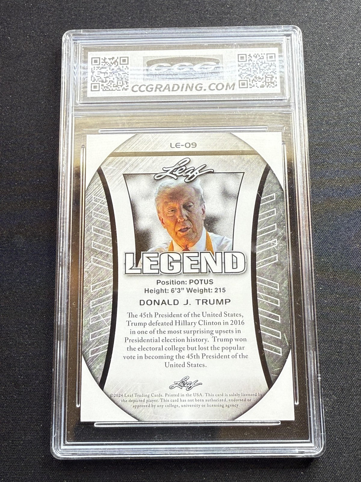 Donald Trump 2024 Leaf Legend Flag CCG 10 RC