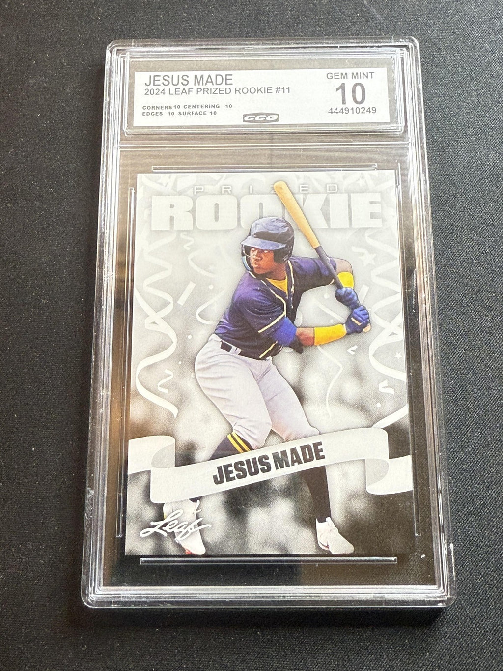 Jesus Made 2024 Leaf Prized Rookie CCG 10 Brewers Rookie