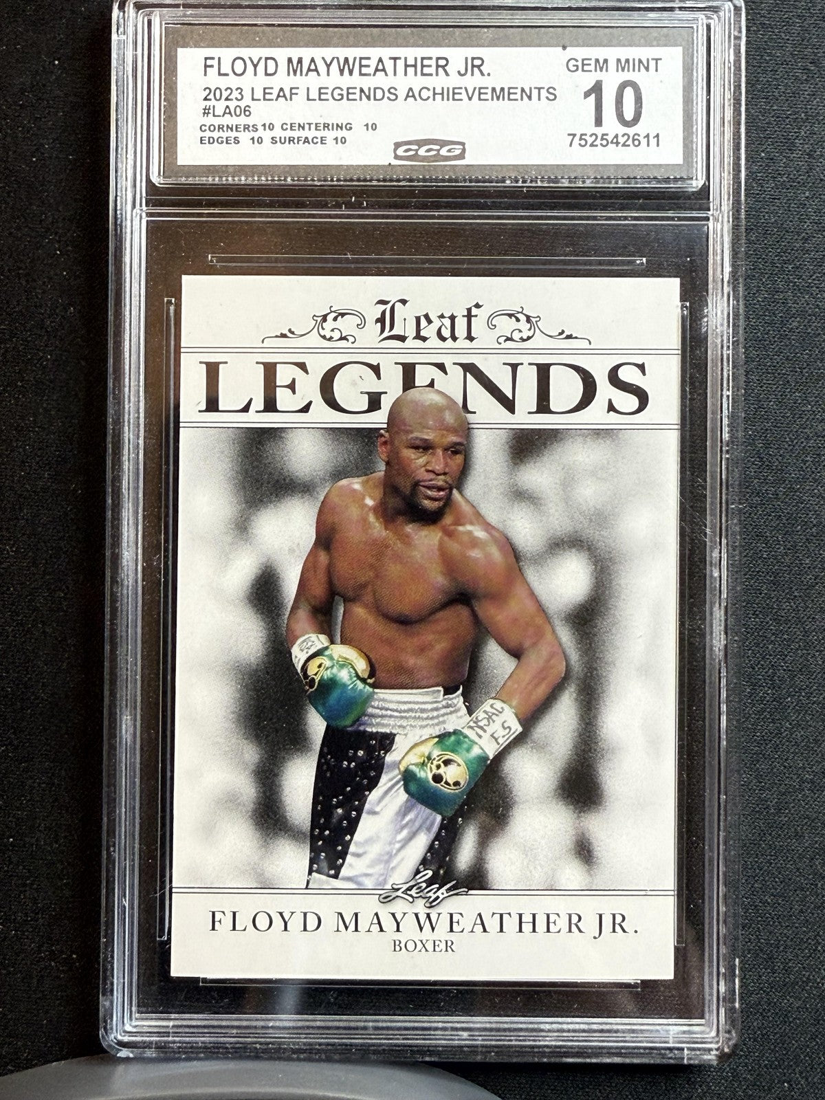 Floyd Mayweather Jr. 2023 Leaf Legends Achievements CCG 10 RC