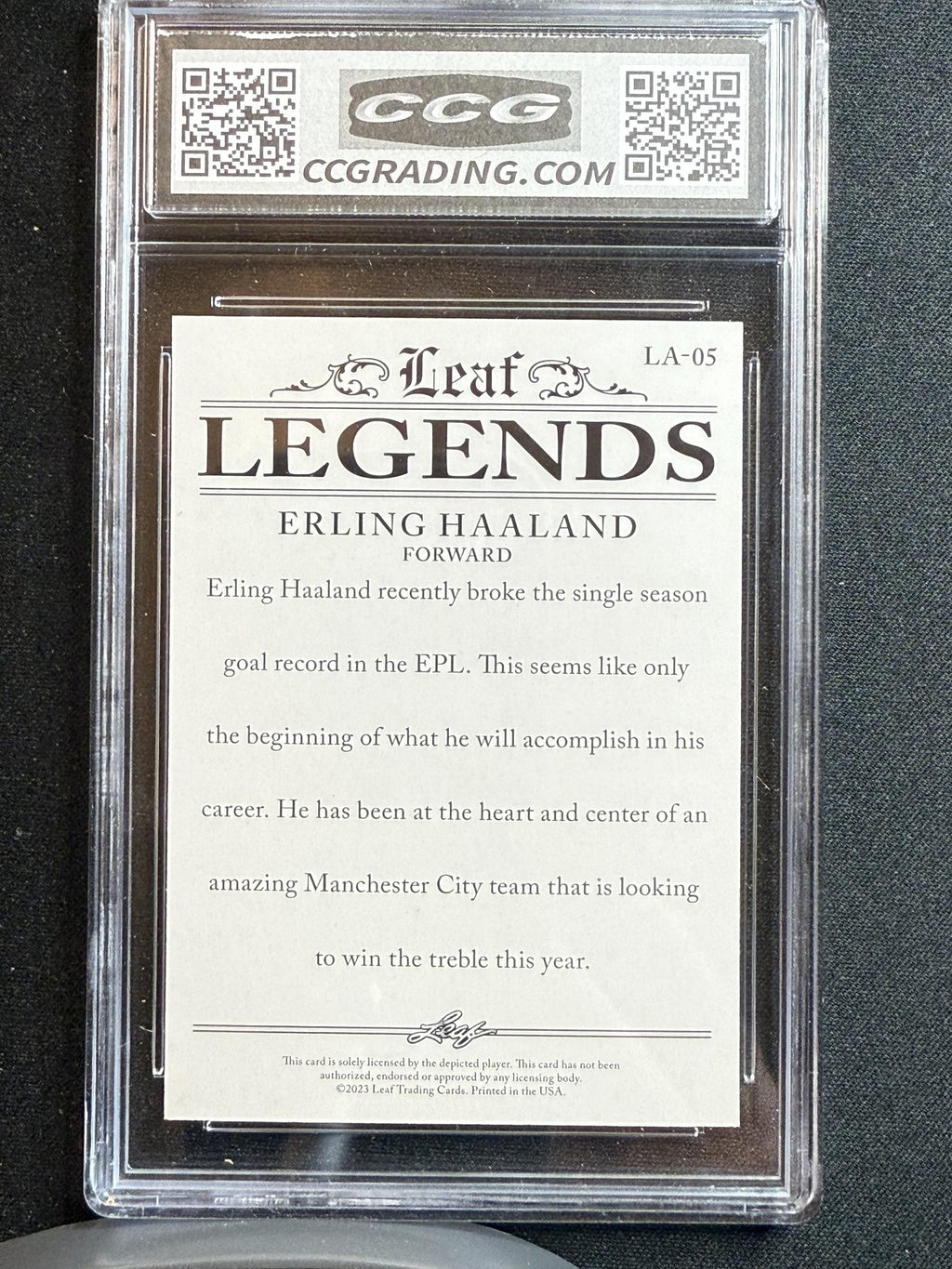 Erling Haaland 2023 Leaf Legends Achievements CCG 10 RC