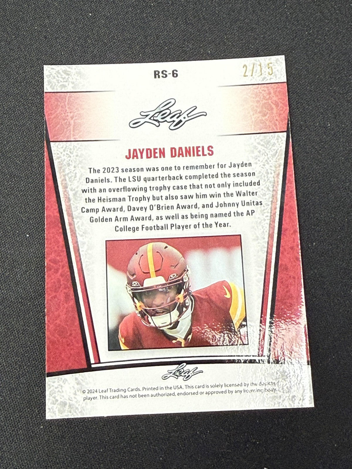 Jayden Daniels 2024 Leaf Metal Rookie Purple /15 RC Commanders