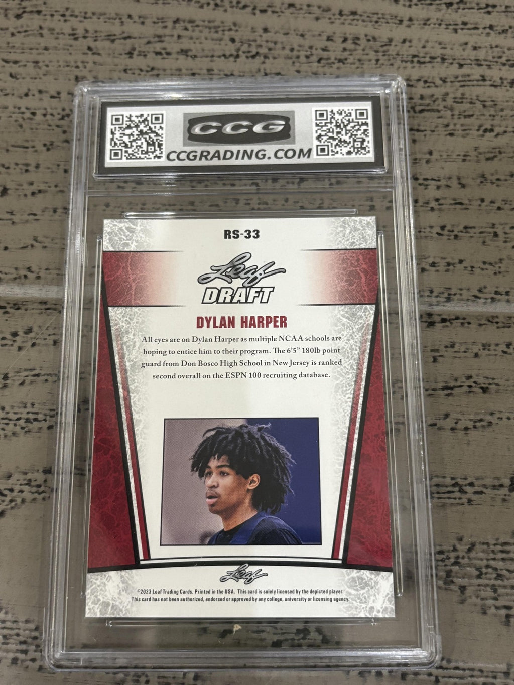 Dylan Harper 2023 Leaf Draft CCG 9.5 RC