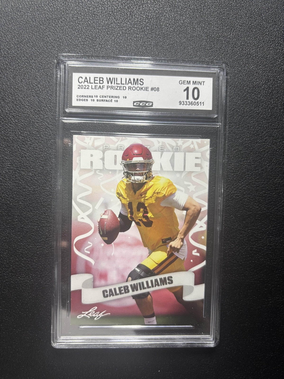 Caleb Williams 2022 Leaf Prized Rookie CCG 10 RC