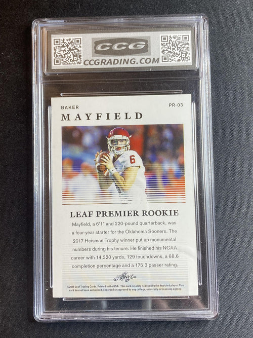 Baker Mayfield 2018 Leaf Premier Rookie PR03 CCG 10 RC