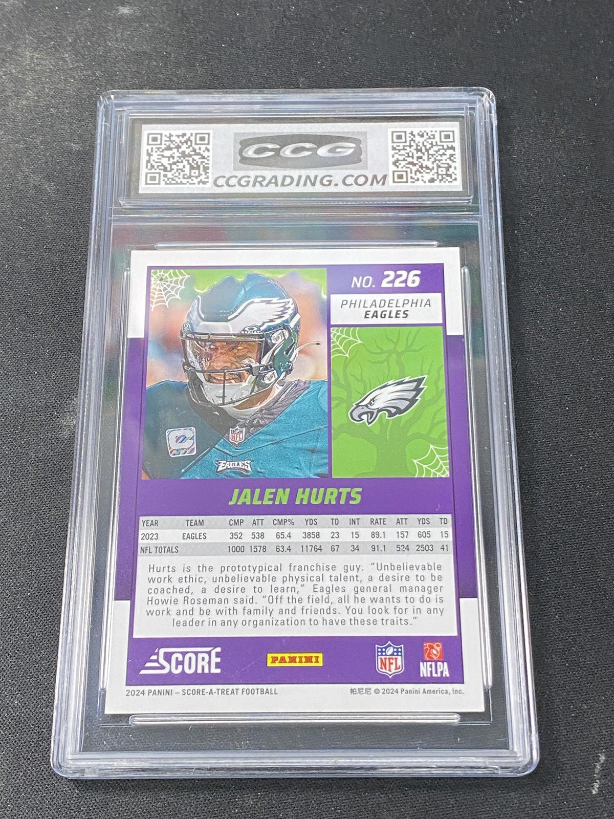 Jalen Hurts 2024 Panini Score-A-Treat Bats CCG 10 Rookie