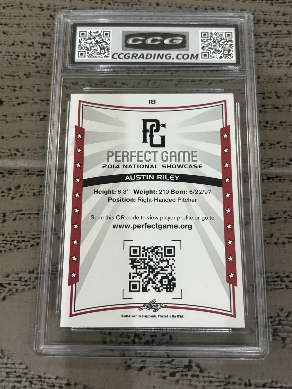 Austin Riley 2014 Leaf Perfect Game CCG 9.5 RC