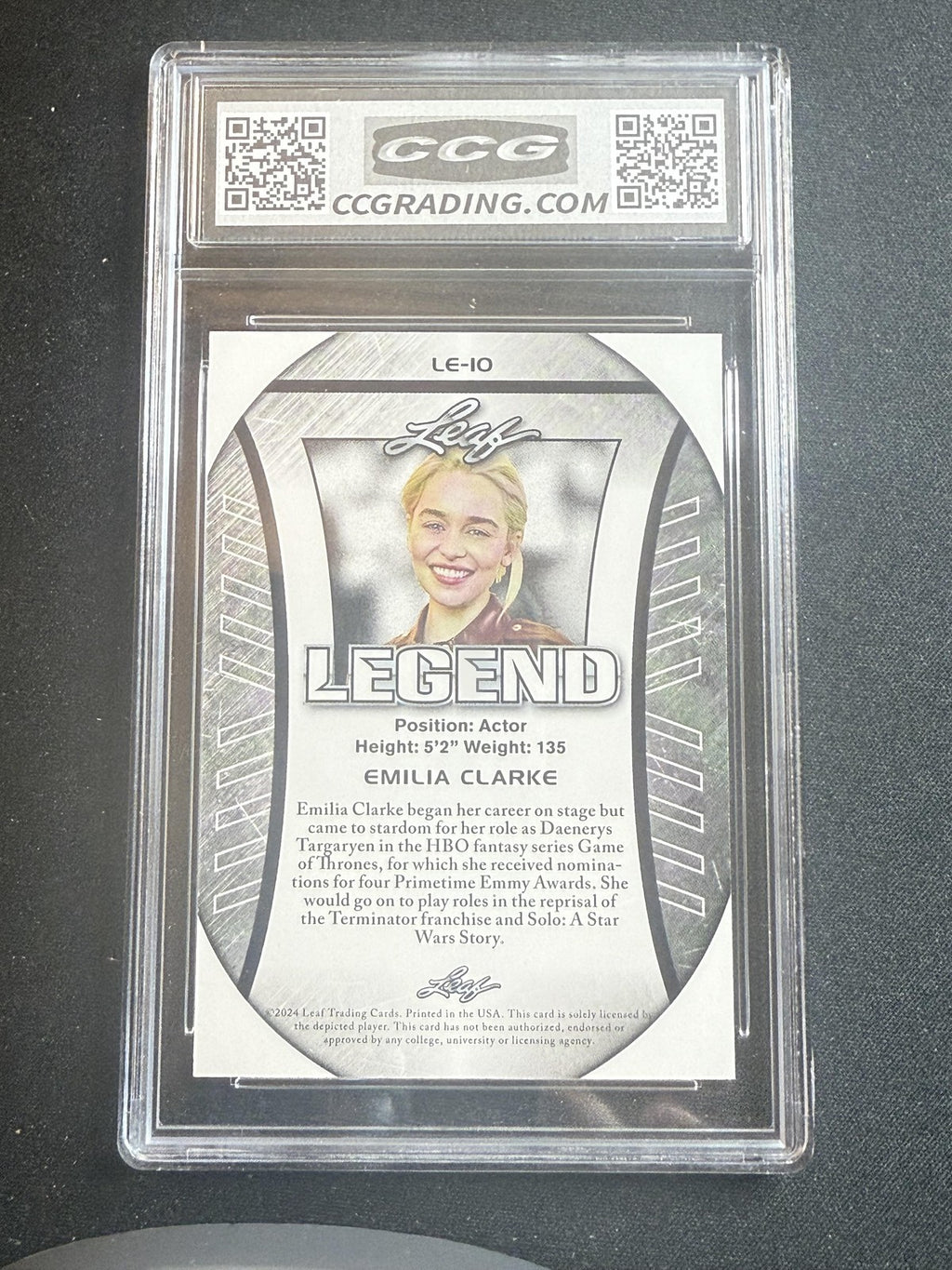 Emilia Clarke 2024 Leaf Flag Legend CCG 10