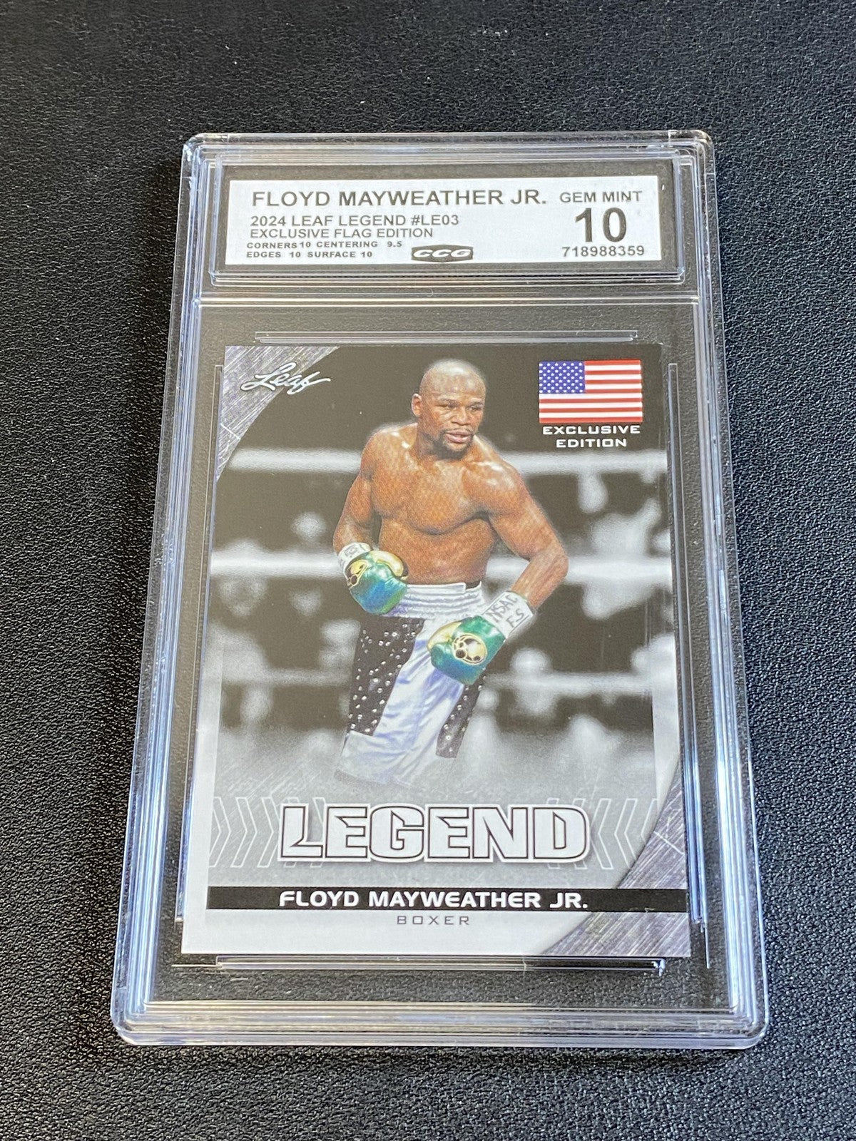 Floyd Mayweather Jr. 2024 Leaf Legend Flag CCG 10