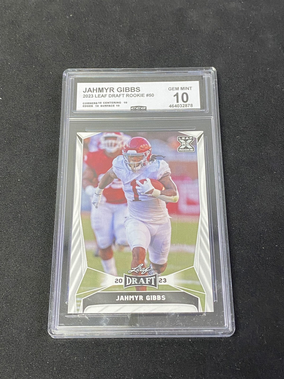 Jahmyr Gibbs 2023 Leaf Draft Rookie CCG 10 Lions Rookie