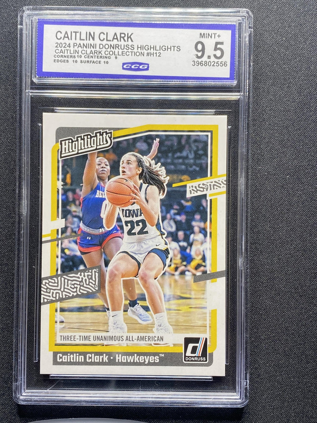 2024 Panini Caitlin Clark Collection H12 Donruss Highlights CCG 9.5 RC