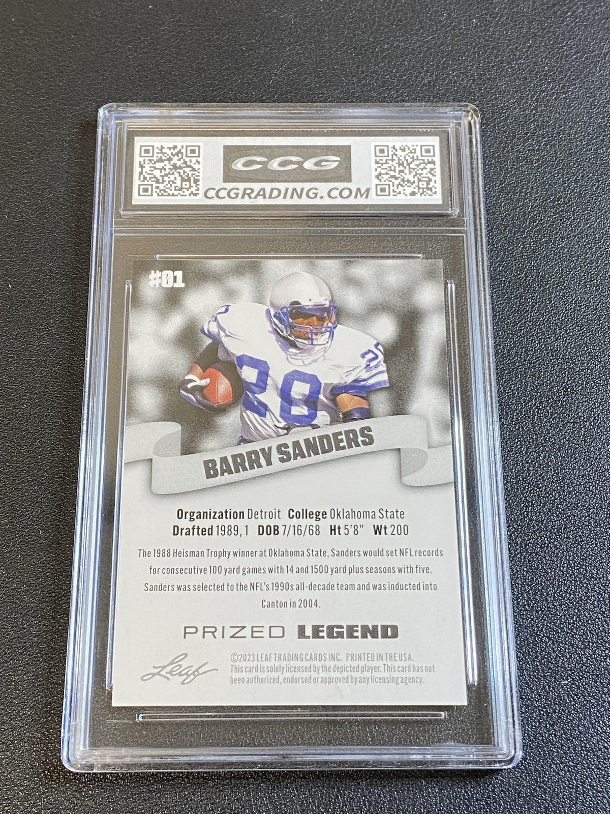 Barry Sanders 2023 Leaf Prized Legend CCG 10 Lions