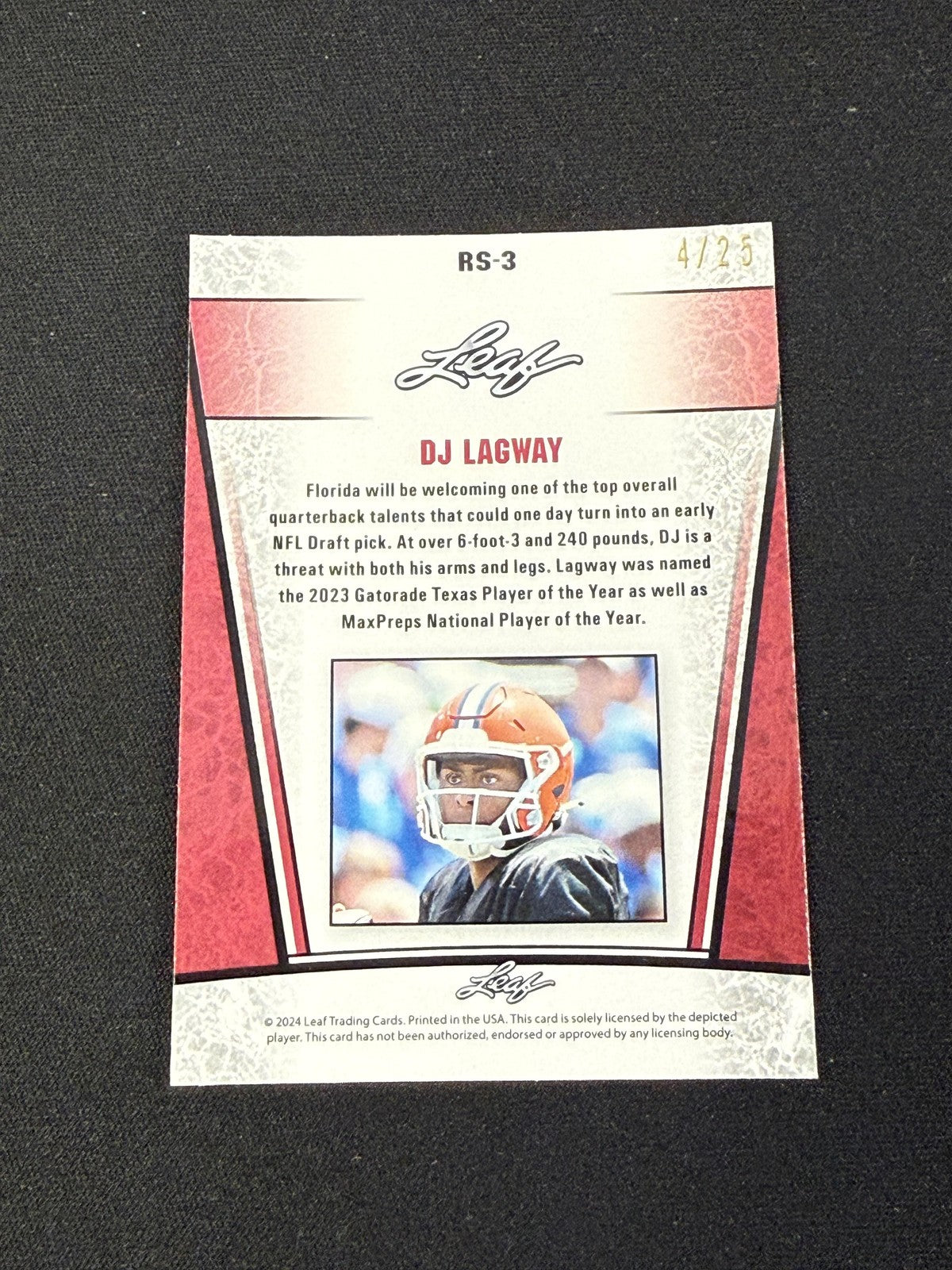 DJ Lagway 2024 Leaf Metal Rookie Silver /25 RC Florida Gators