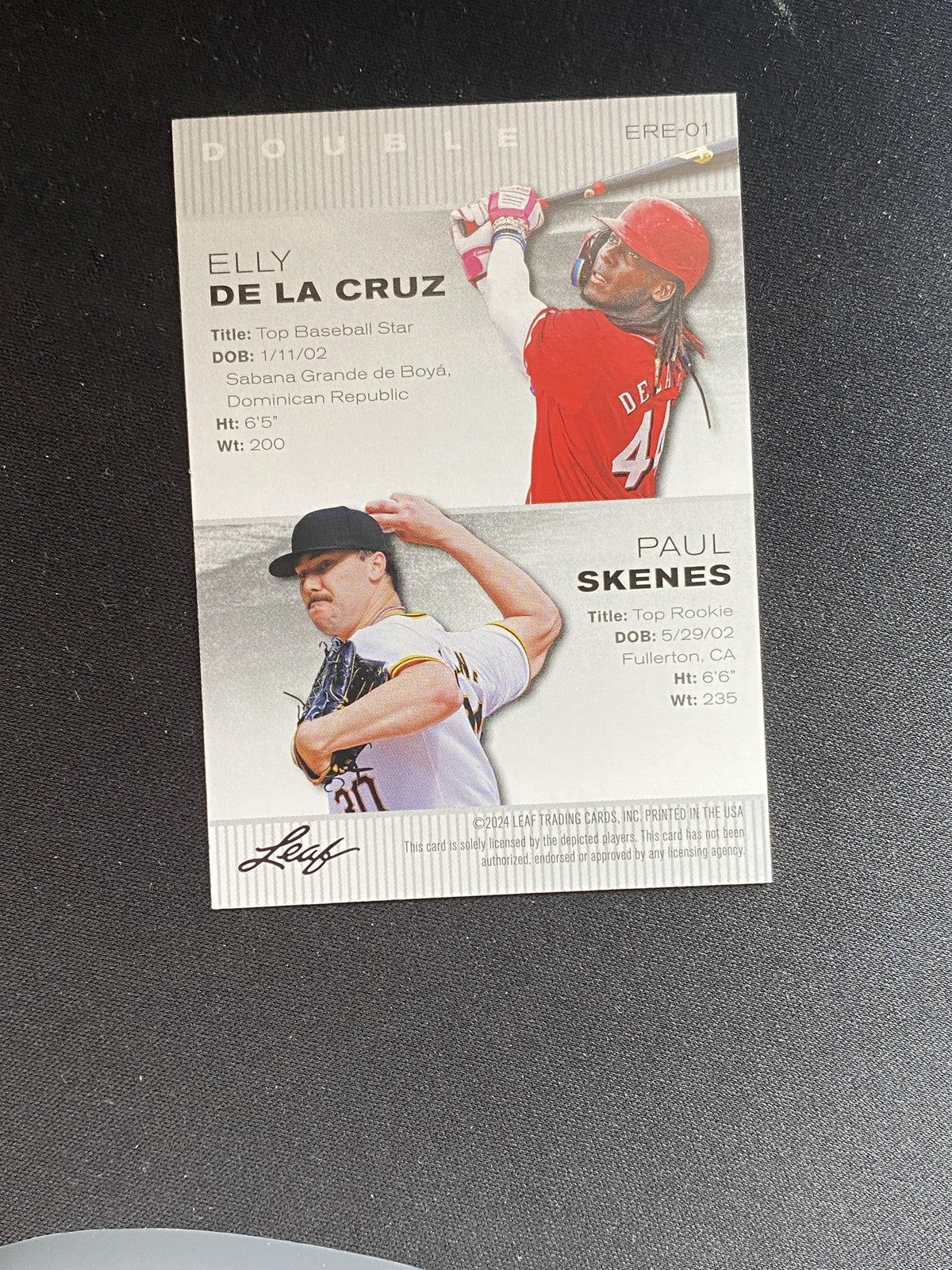 De La Cruz / Skenes 2024 Leaf Exclusive Rookies Edition ERE01 Dual RC 10 Count L