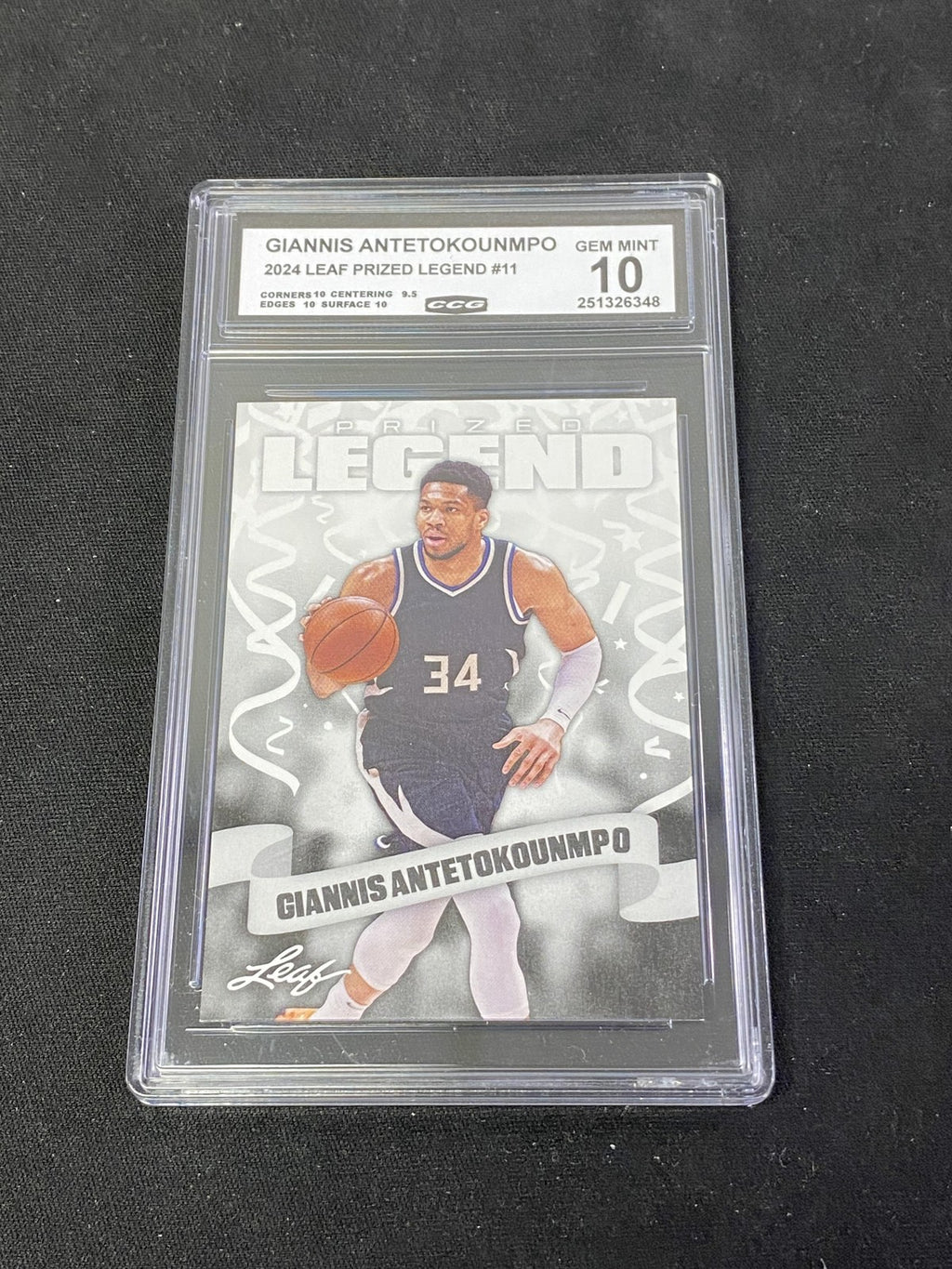 Giannnis Antetokounmpo 2024 Leaf Prized Legend CCG 10 Bucks Rookie
