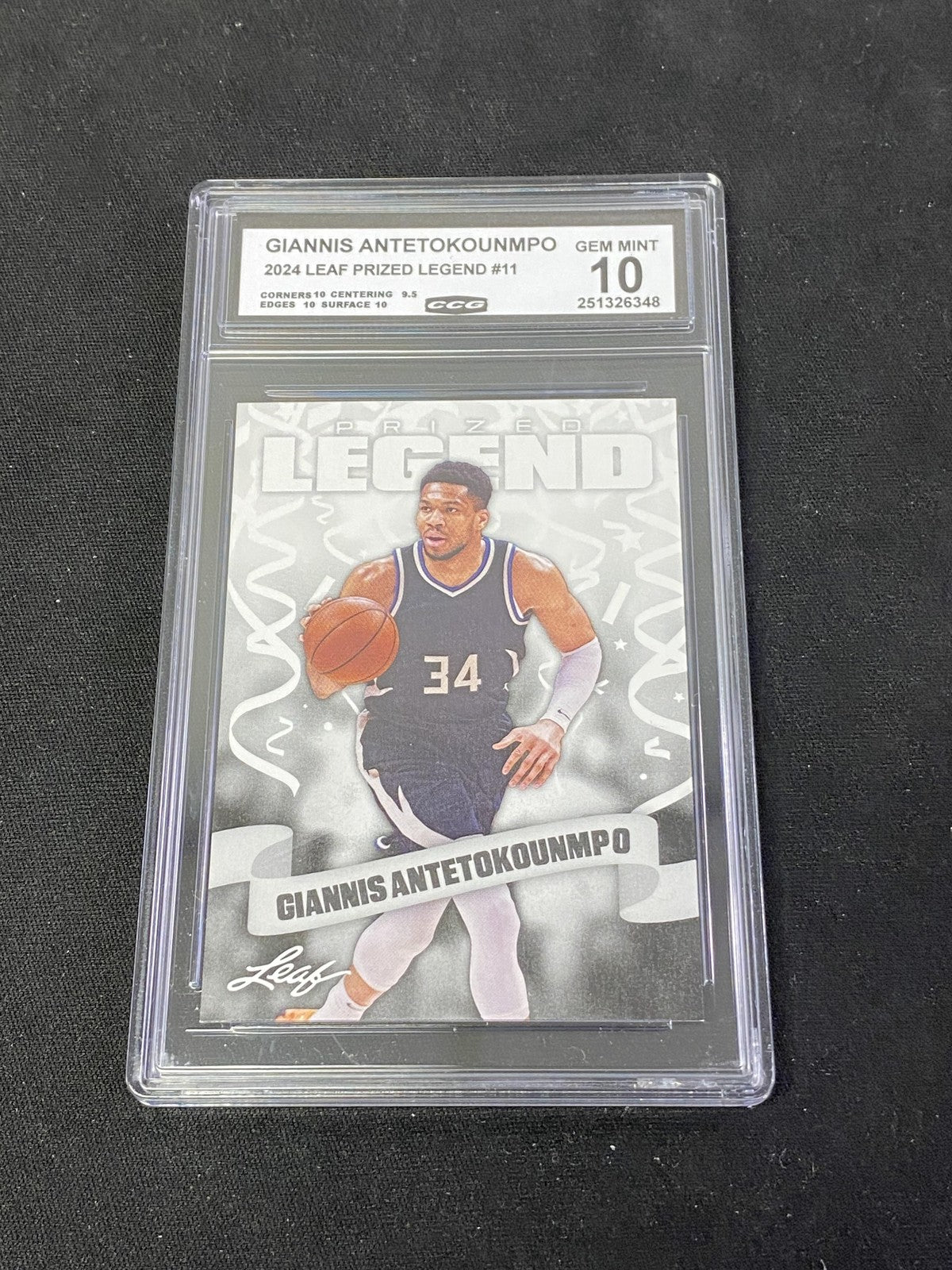 Giannnis Antetokounmpo 2024 Leaf Prized Legend CCG 10 Bucks Rookie