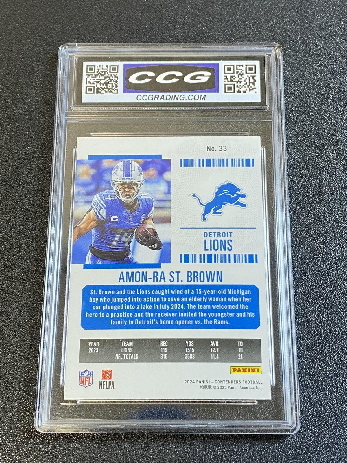 Amon-Ra St. Brown 2024 Panini Contenders Season Ticket CCG 10 Lions