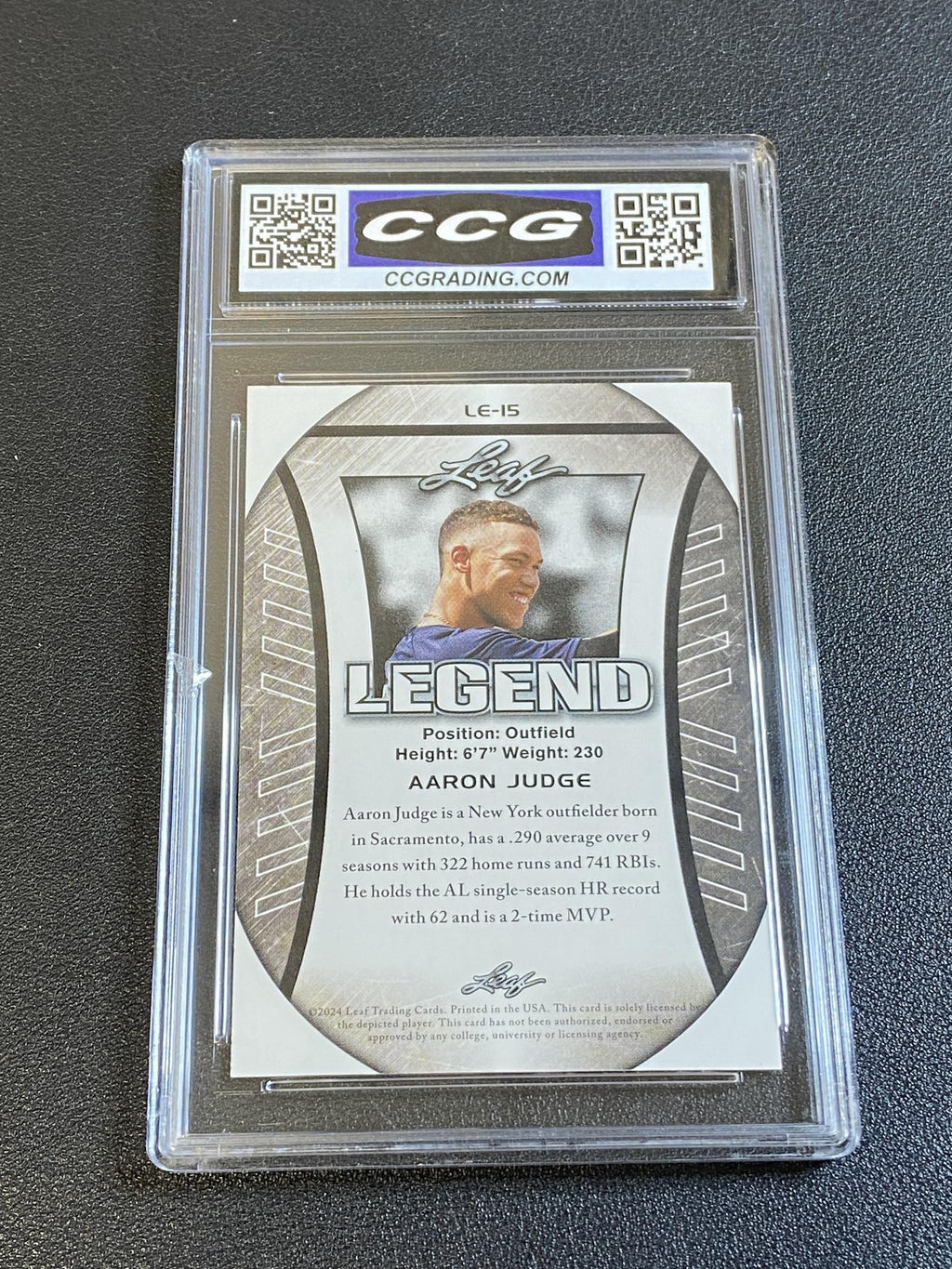 Aaron Judge 2024 Leaf Flag Legend CCG 10 Yankees