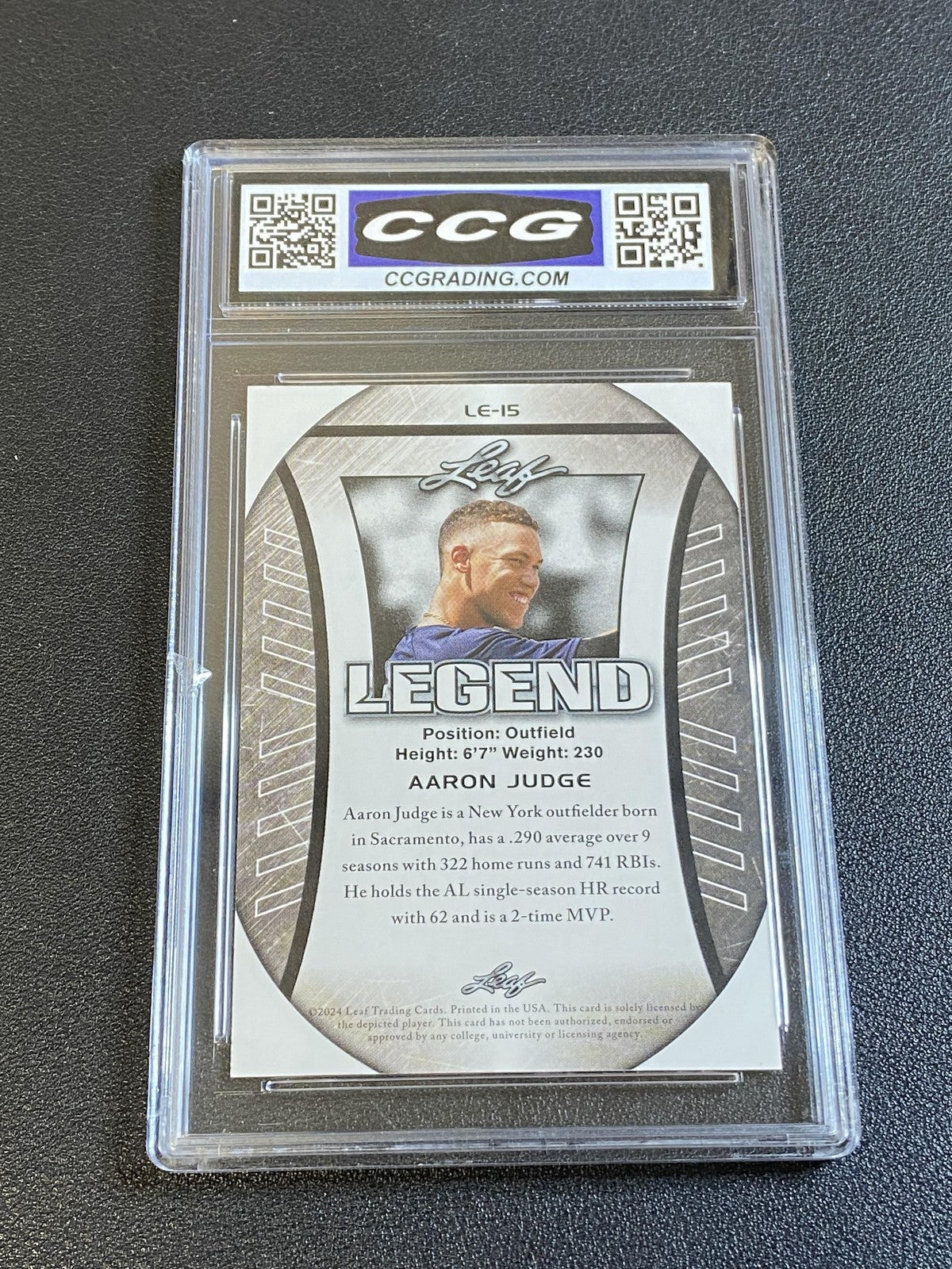 Aaron Judge 2024 Leaf Flag Legend CCG 10 Yankees