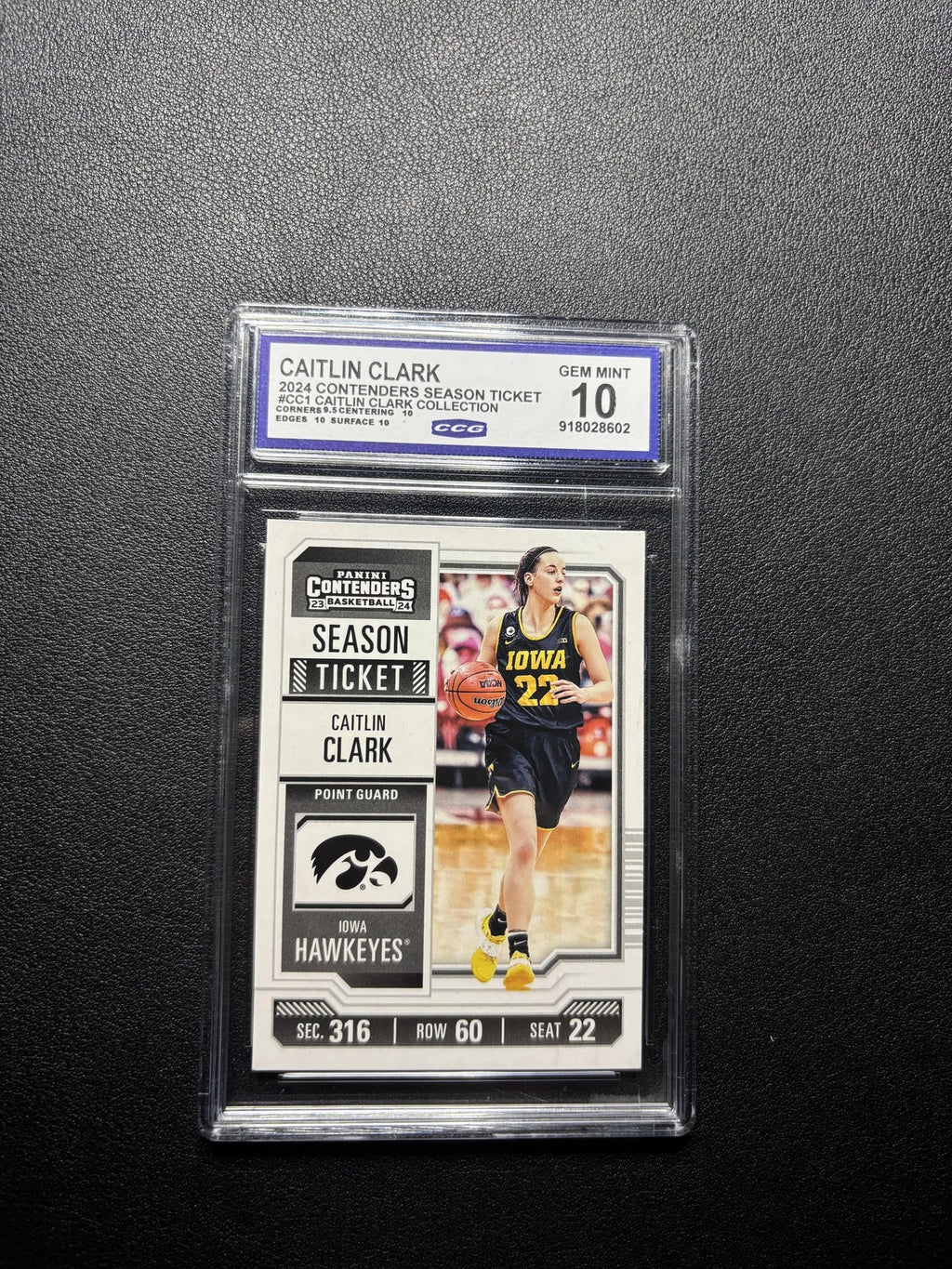 Caitlin Clark 2024 Panini Caitlin Clark Collection College Contenders CCG 10